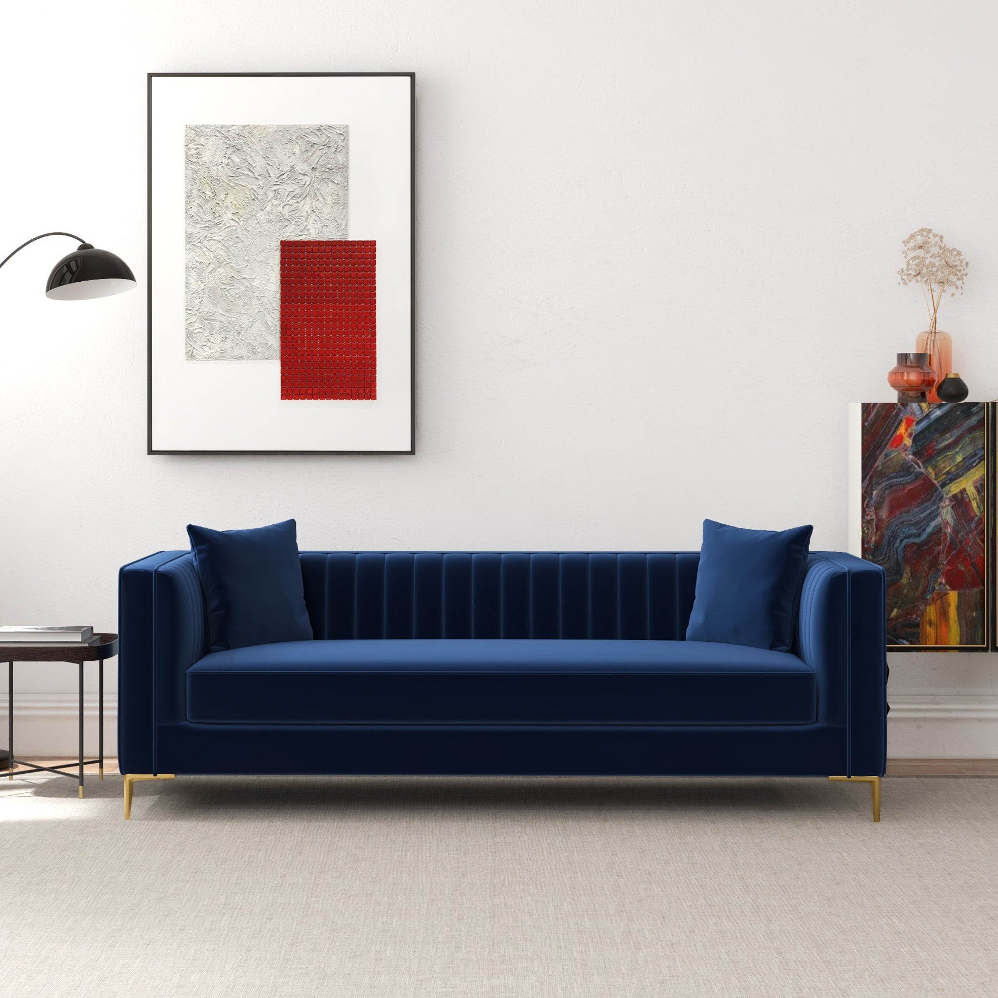 Kendra Sofa 91" Dark Blue Velvet