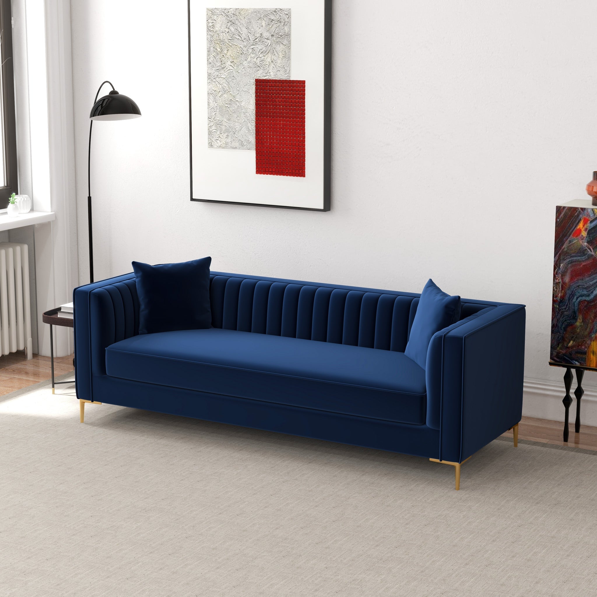 Kendra Sofa 91" Dark Blue Velvet