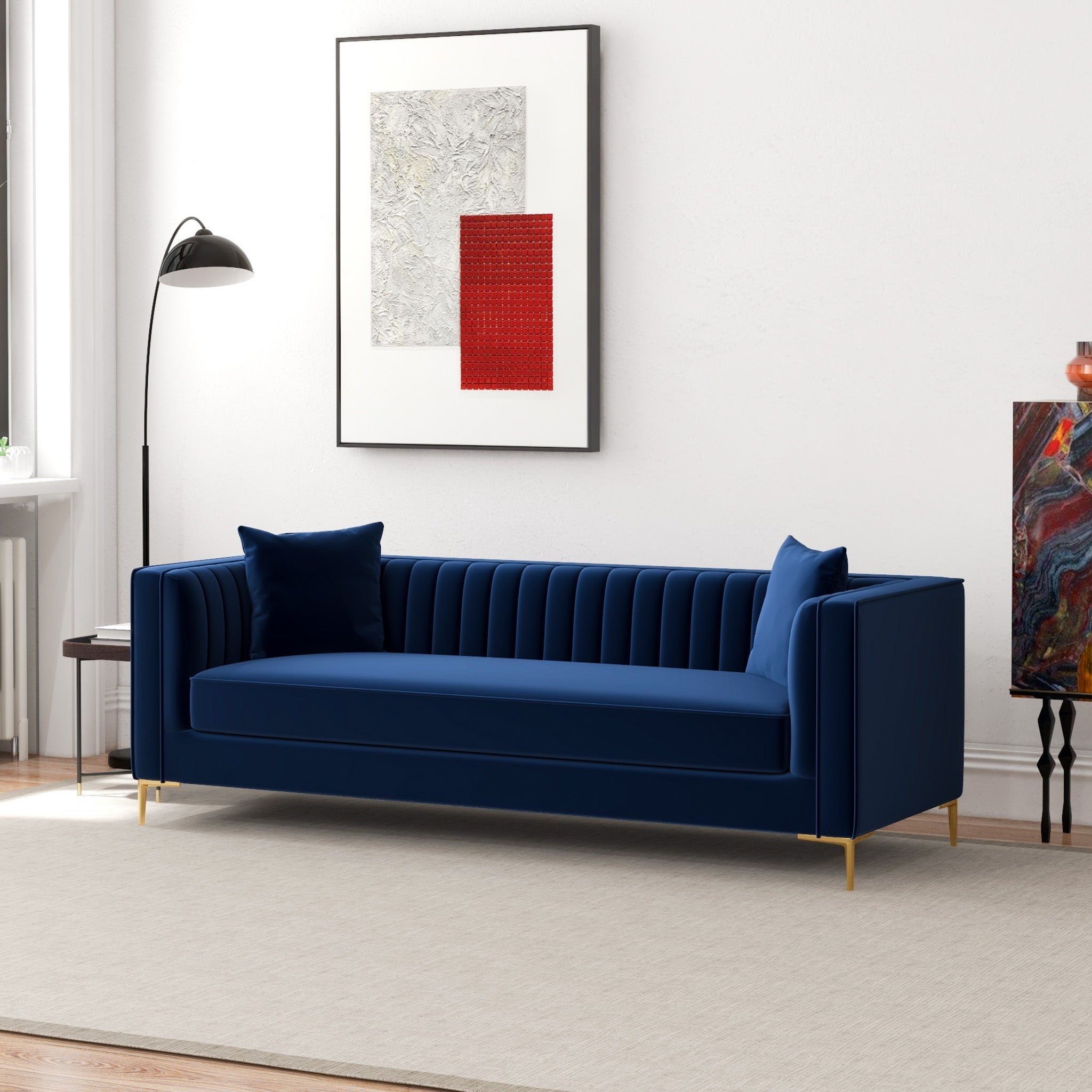 Kendra Sofa 91" Dark Blue Velvet