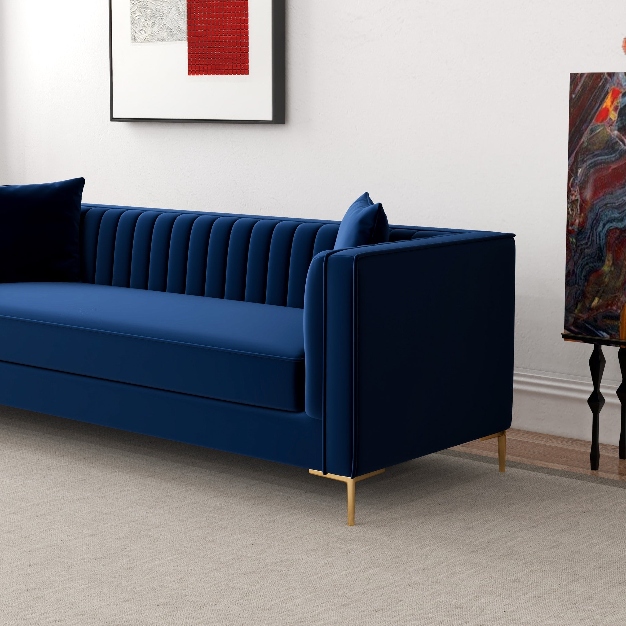 Kendra Sofa 91" Dark Blue Velvet