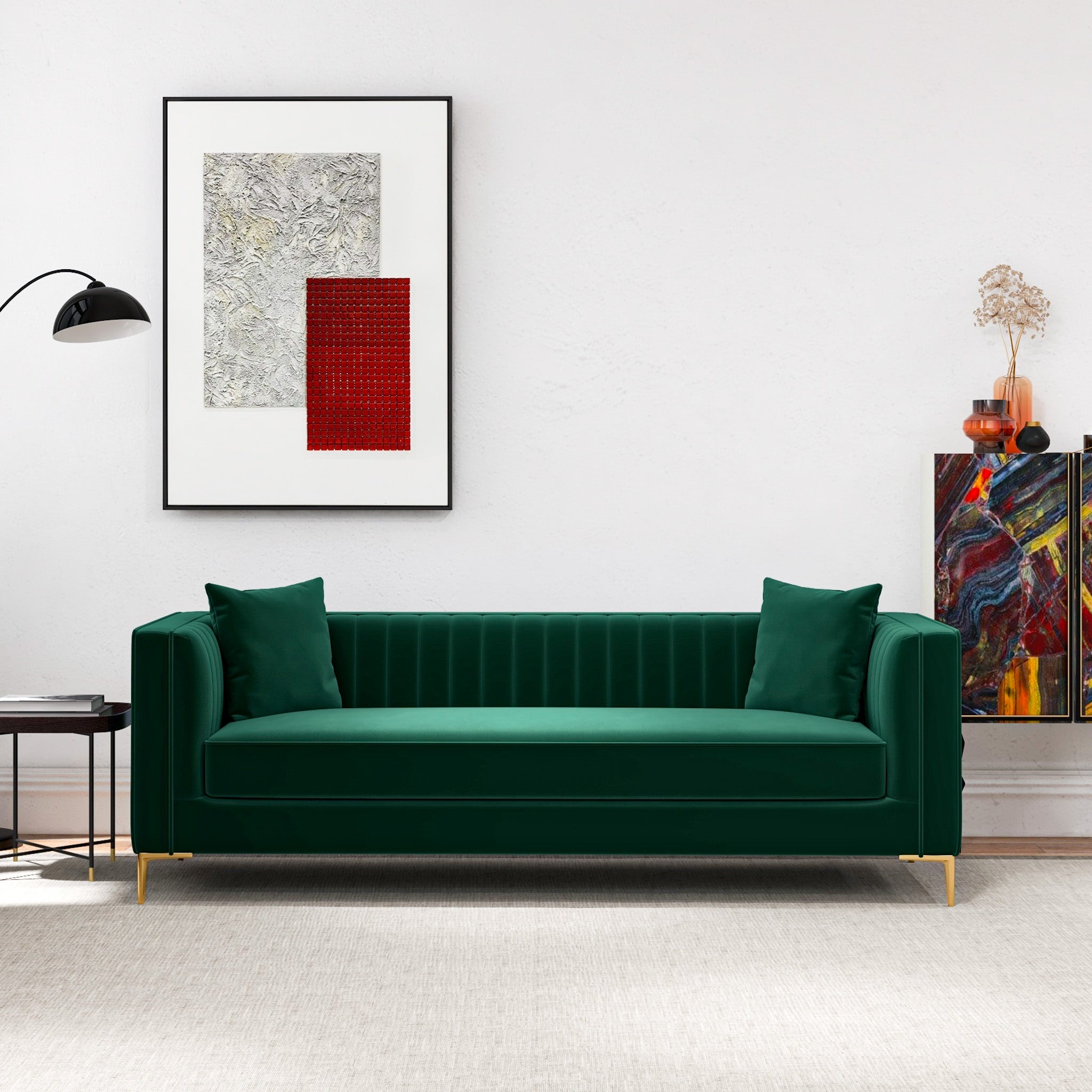 Kendra Sofa 91" Green Velvet