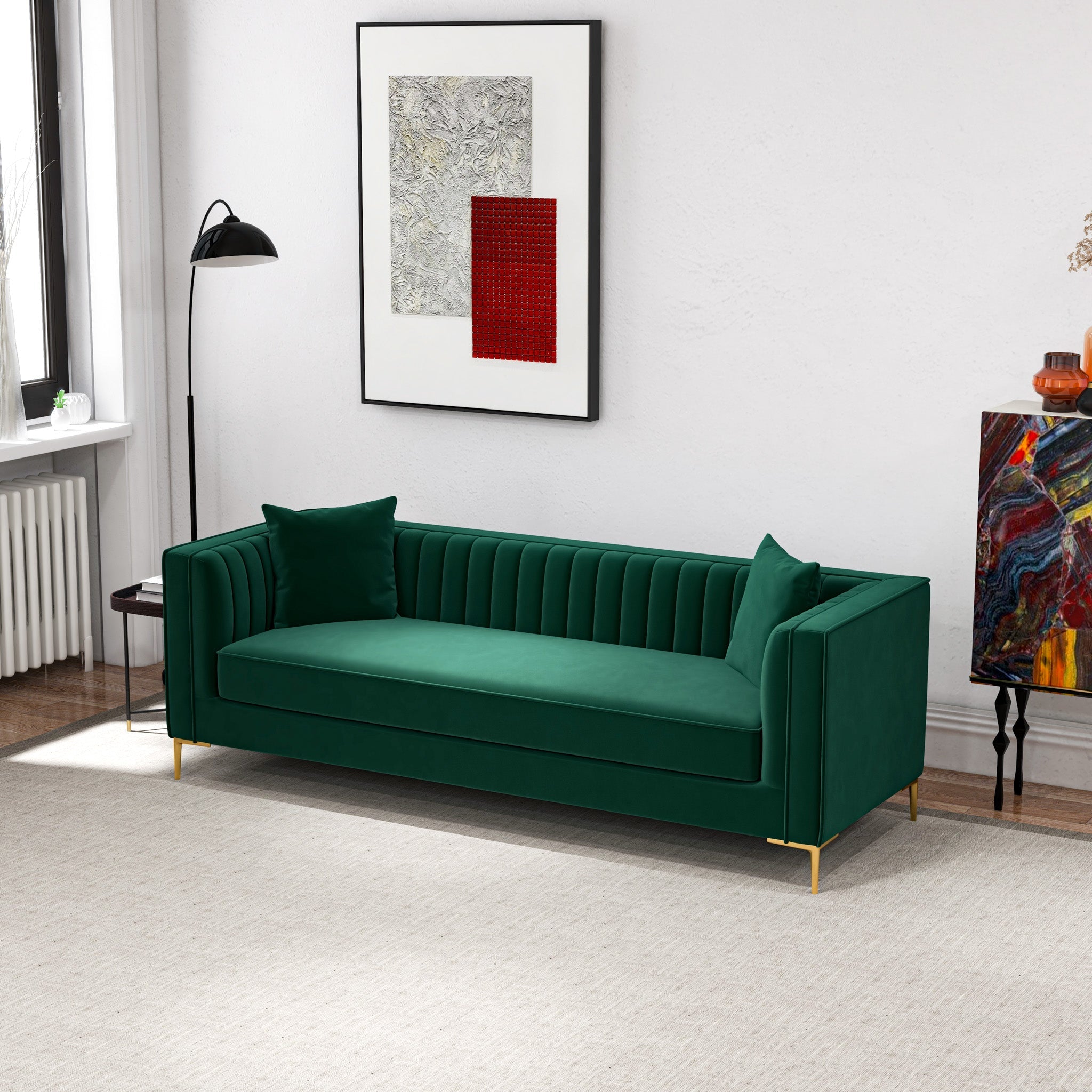 Kendra Sofa 91" Green Velvet