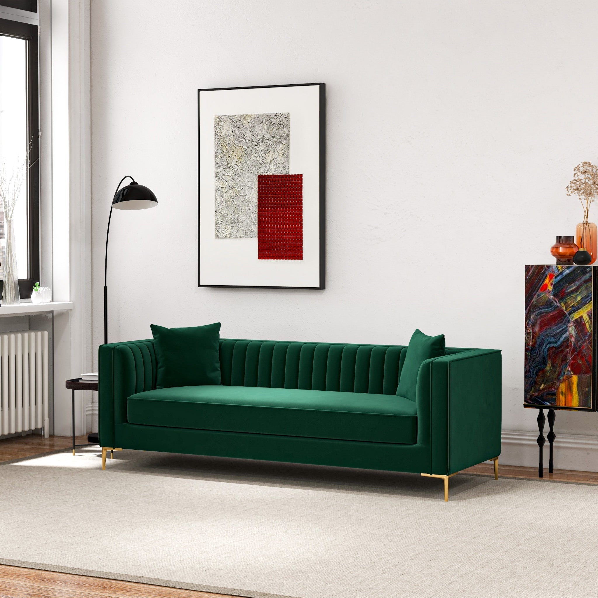 Kendra Sofa 91" Green Velvet