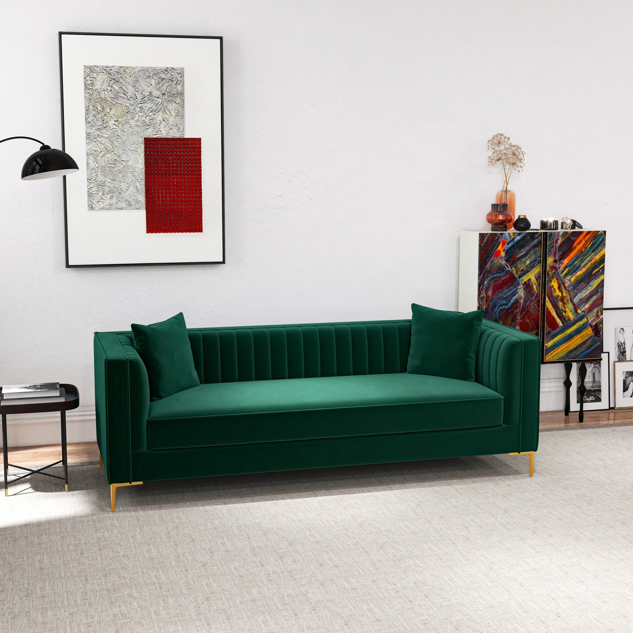 Kendra Sofa 91" Green Velvet