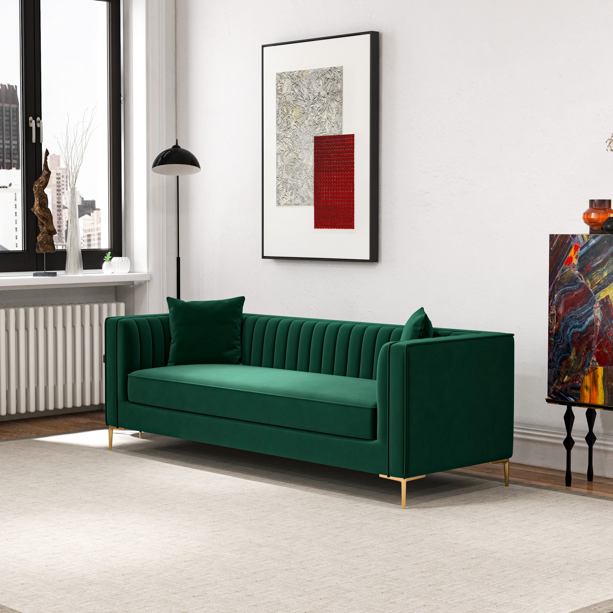 Kendra Sofa 91" Green Velvet