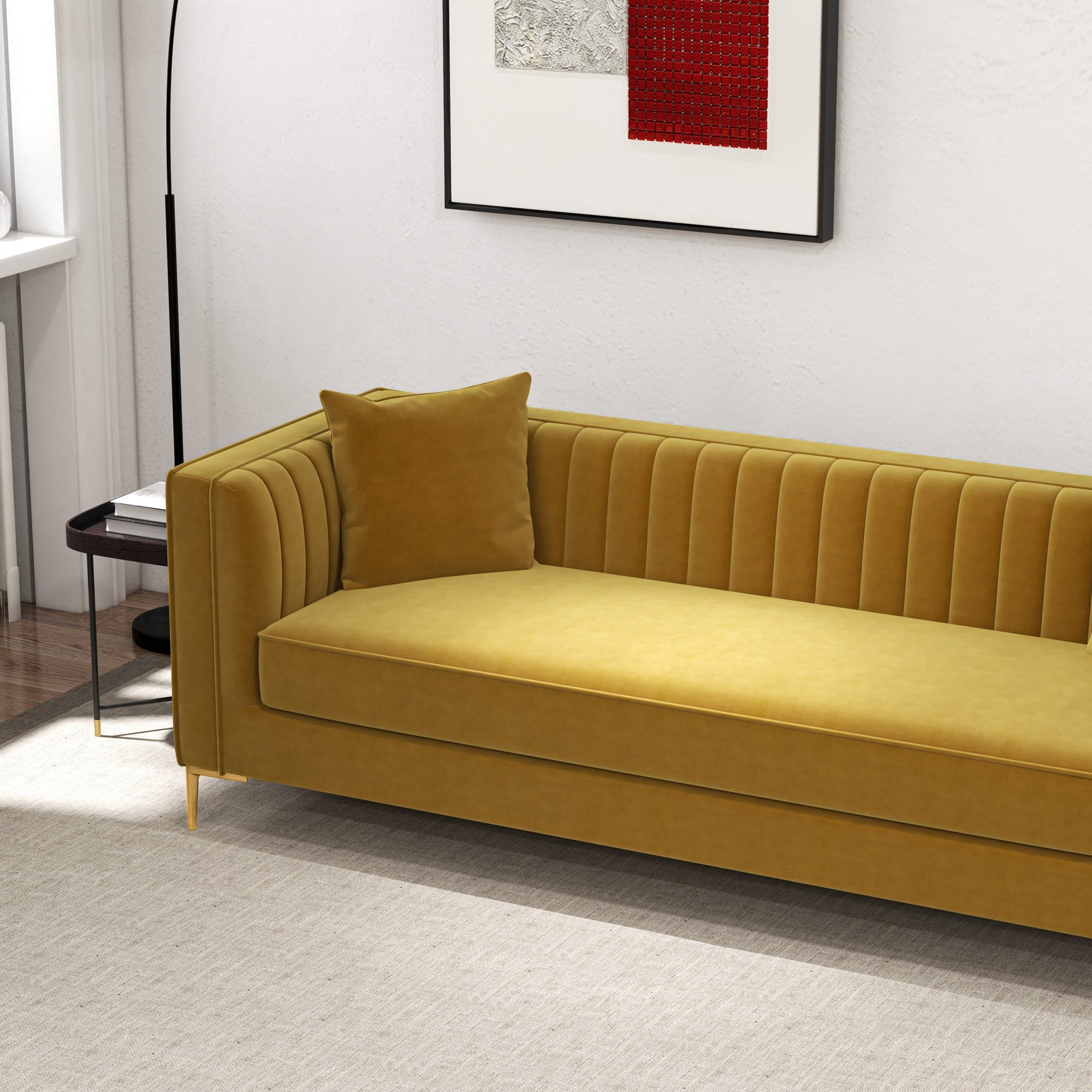 Kendra Sofa 91" Yellow Mustard Velvet