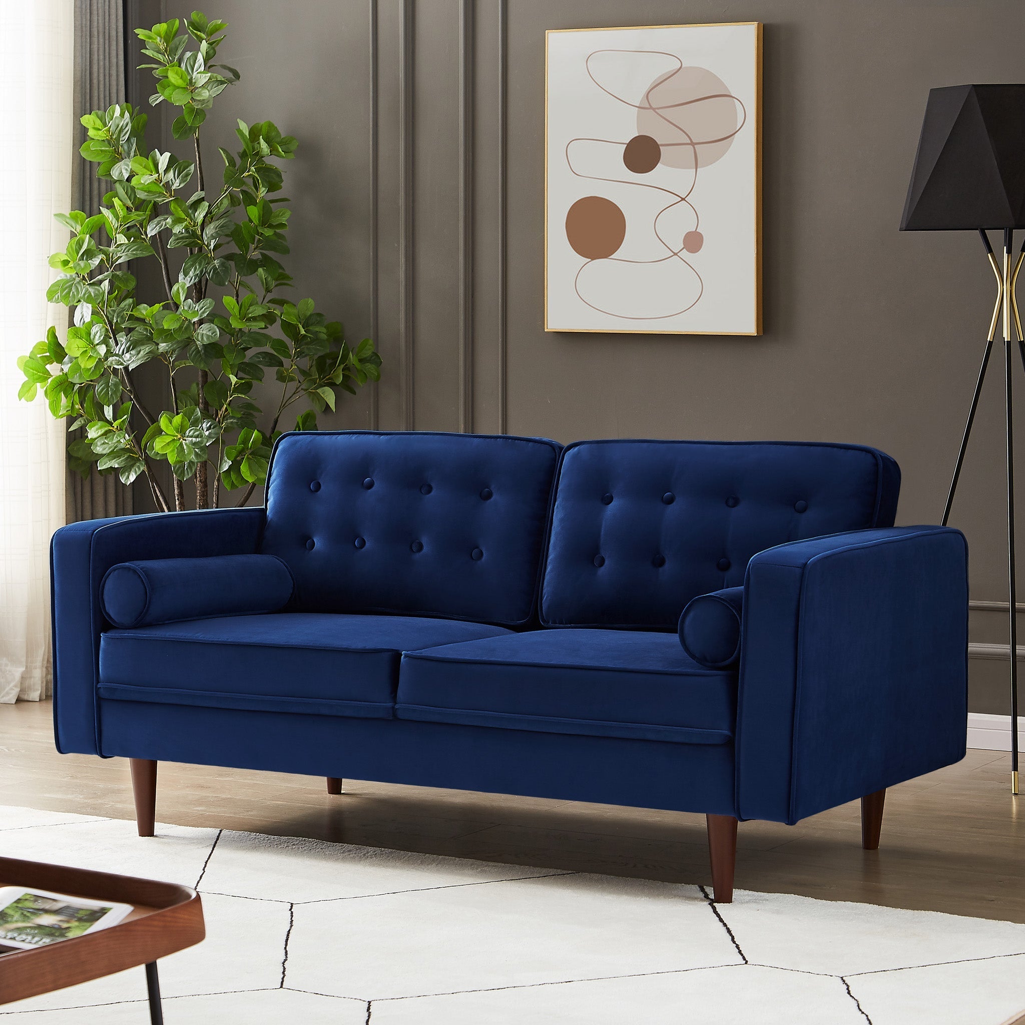 Kirby Loveseat Navy Blue Velvet