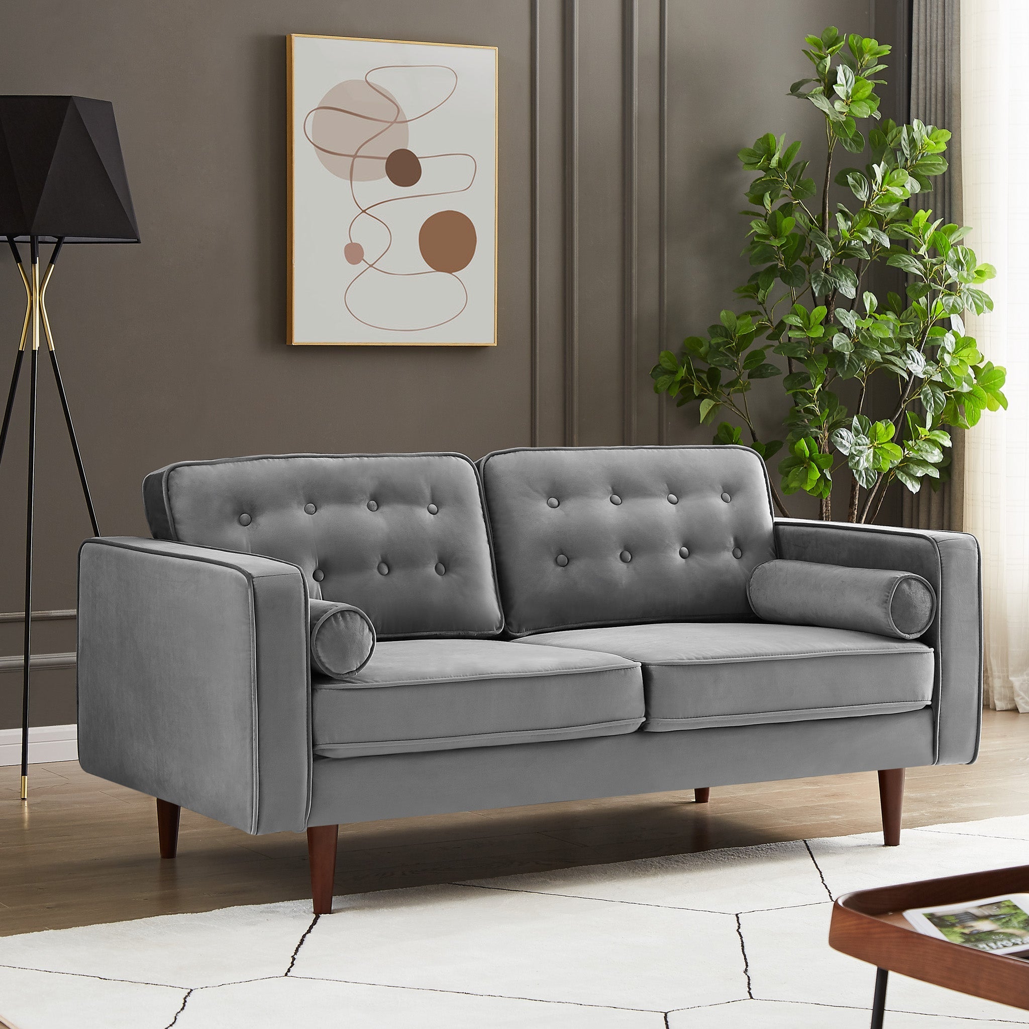 Kirby Loveseat Grey Velvet