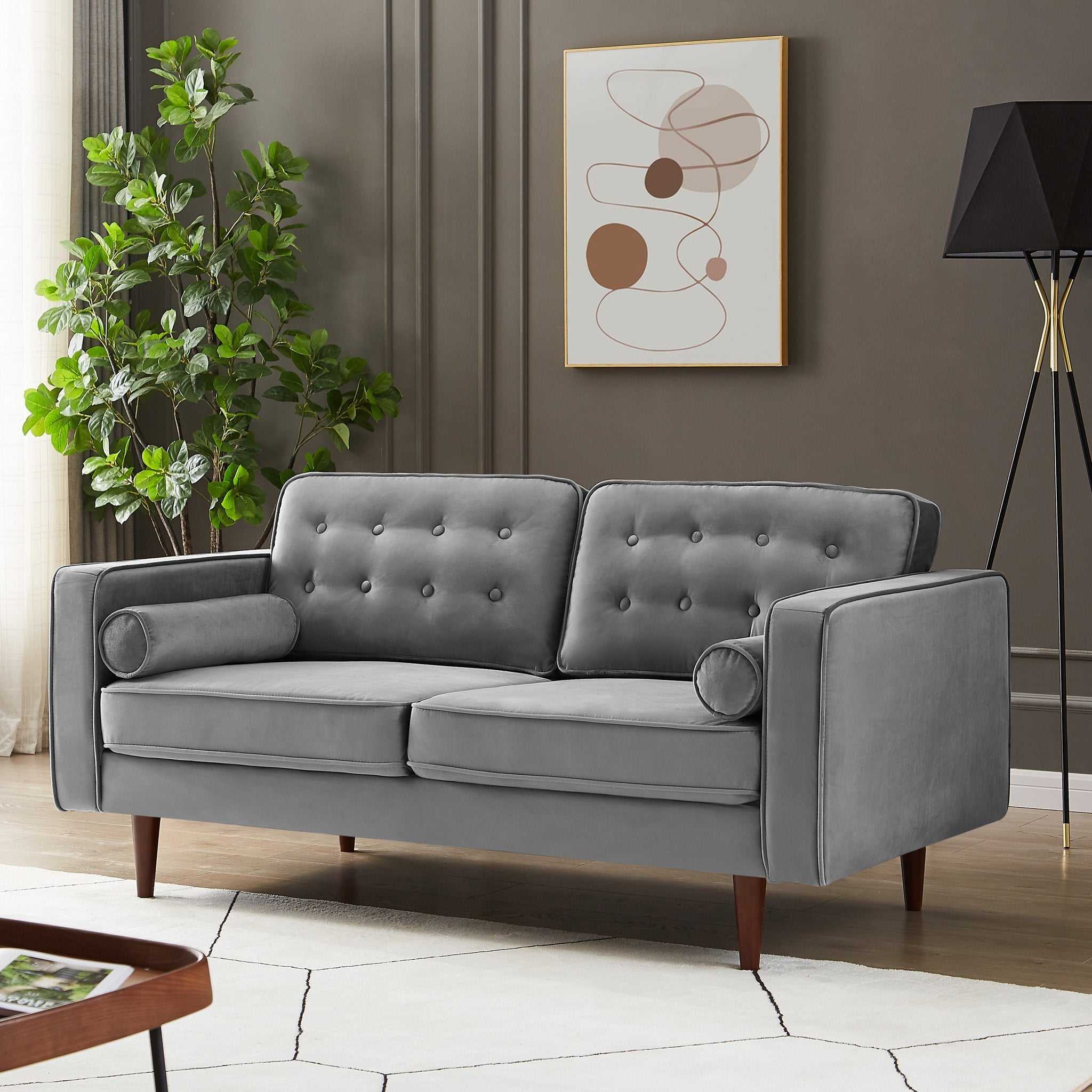 Kirby Loveseat Grey Velvet