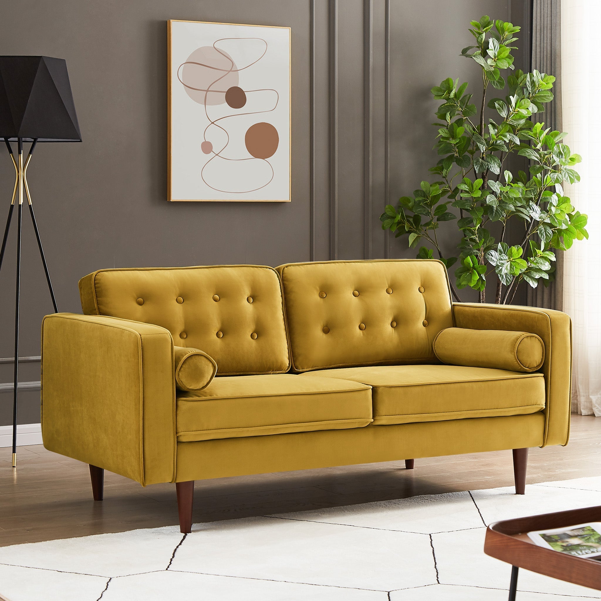 Kirby Loveseat Gold Velvet