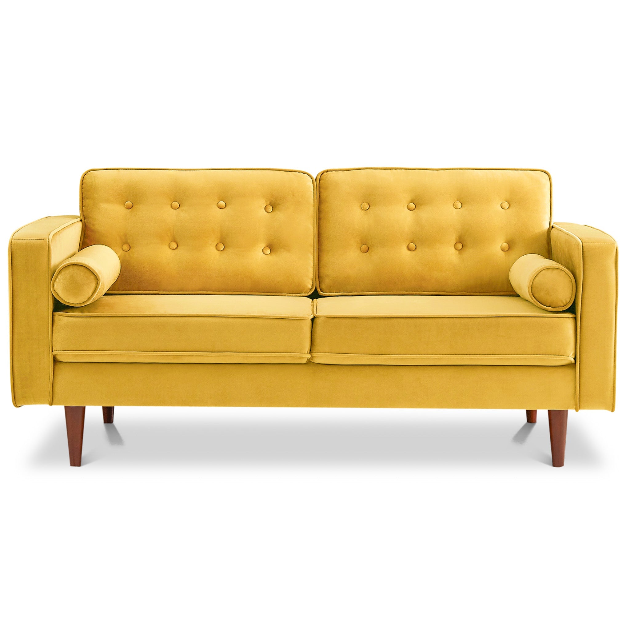 Kirby Loveseat Yellow Velvet