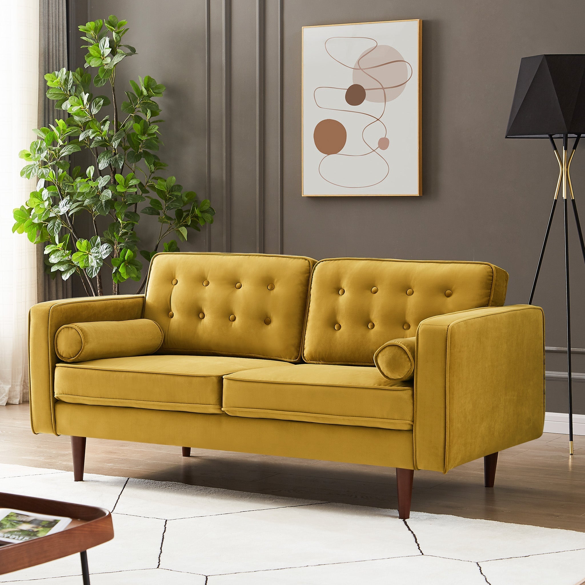 Kirby Loveseat Gold Velvet