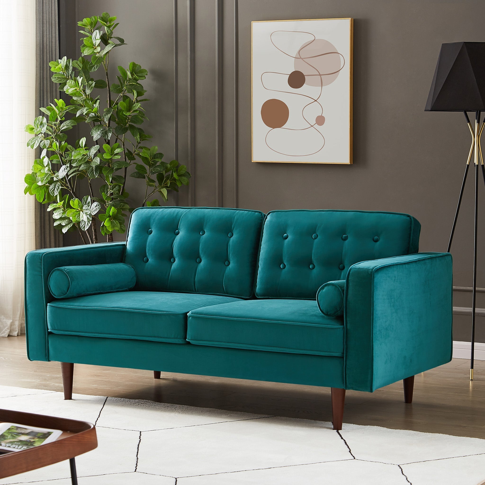 Kirby Loveseat Teal Velvet