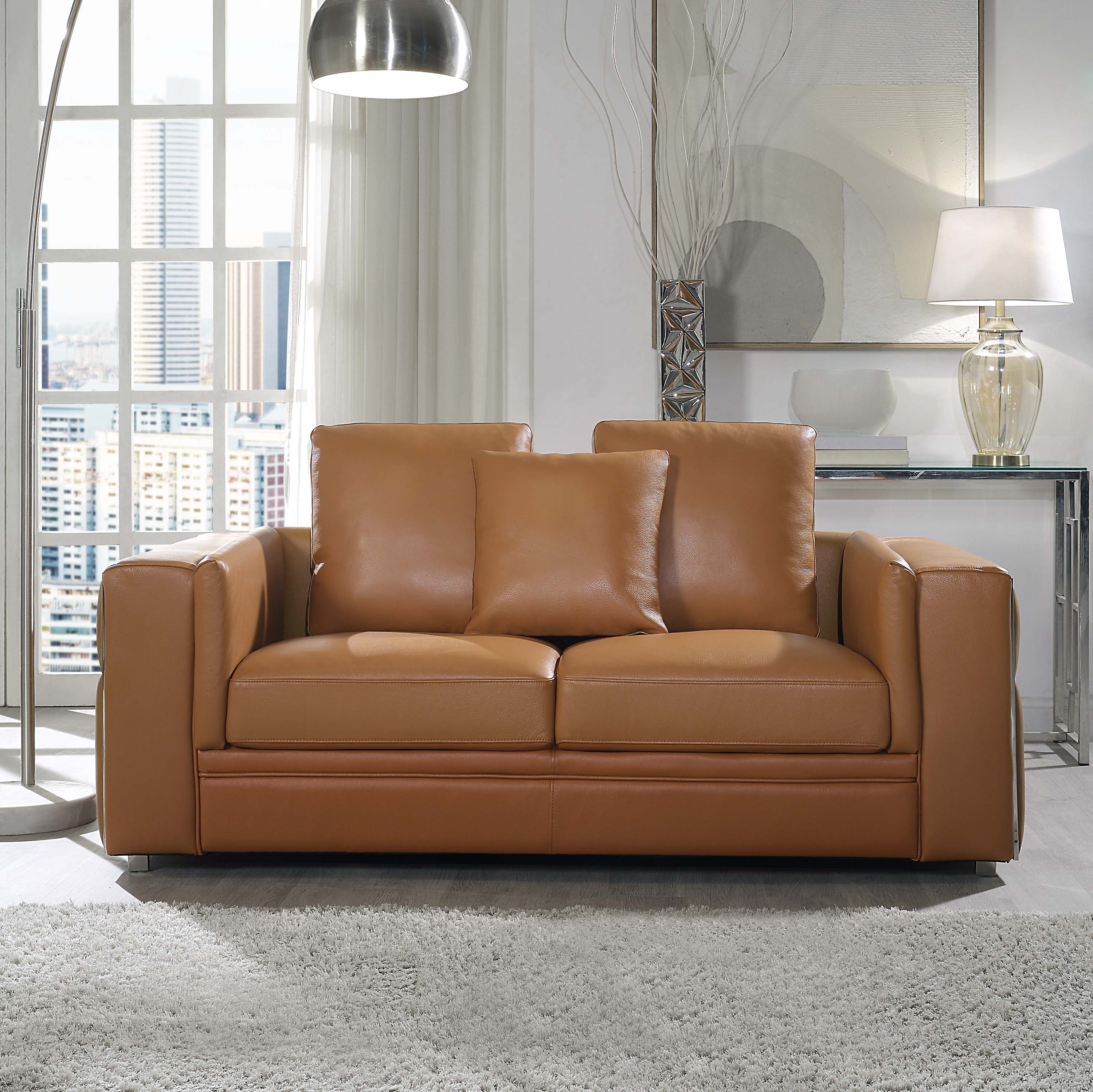 Dovecove Genuine Leather Loveseat Brown