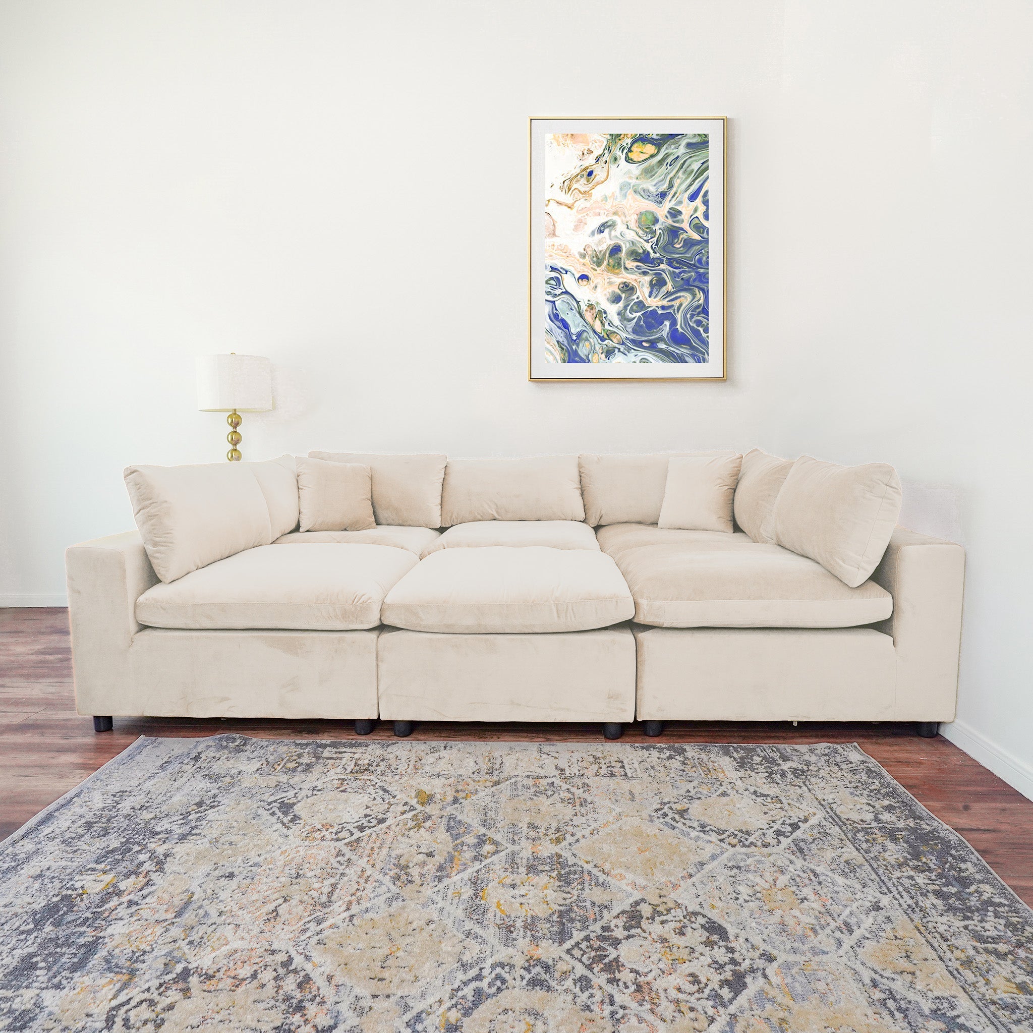 Laurel Modular Sofa Ivory Velvet