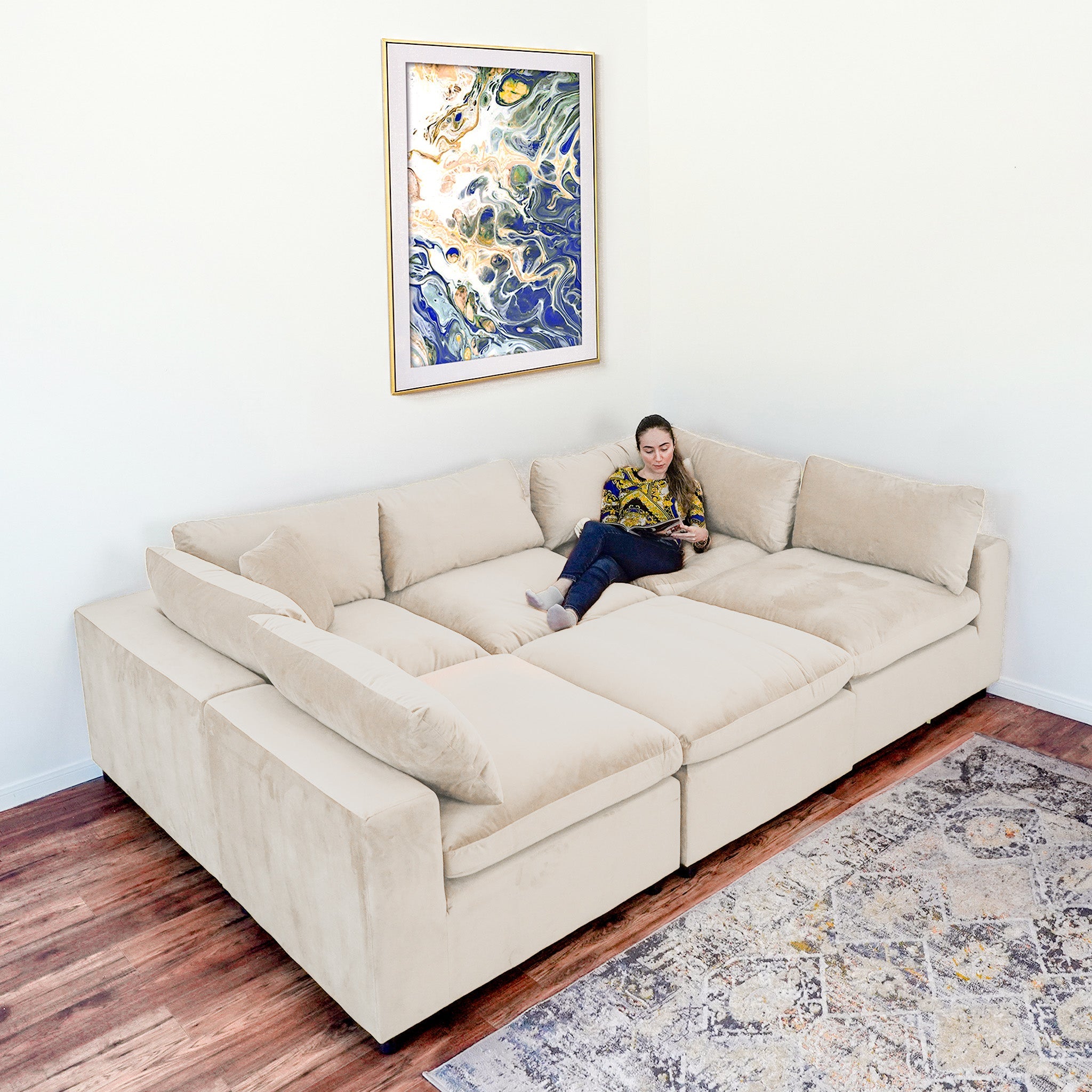 Laurel Modular Sofa Ivory Velvet