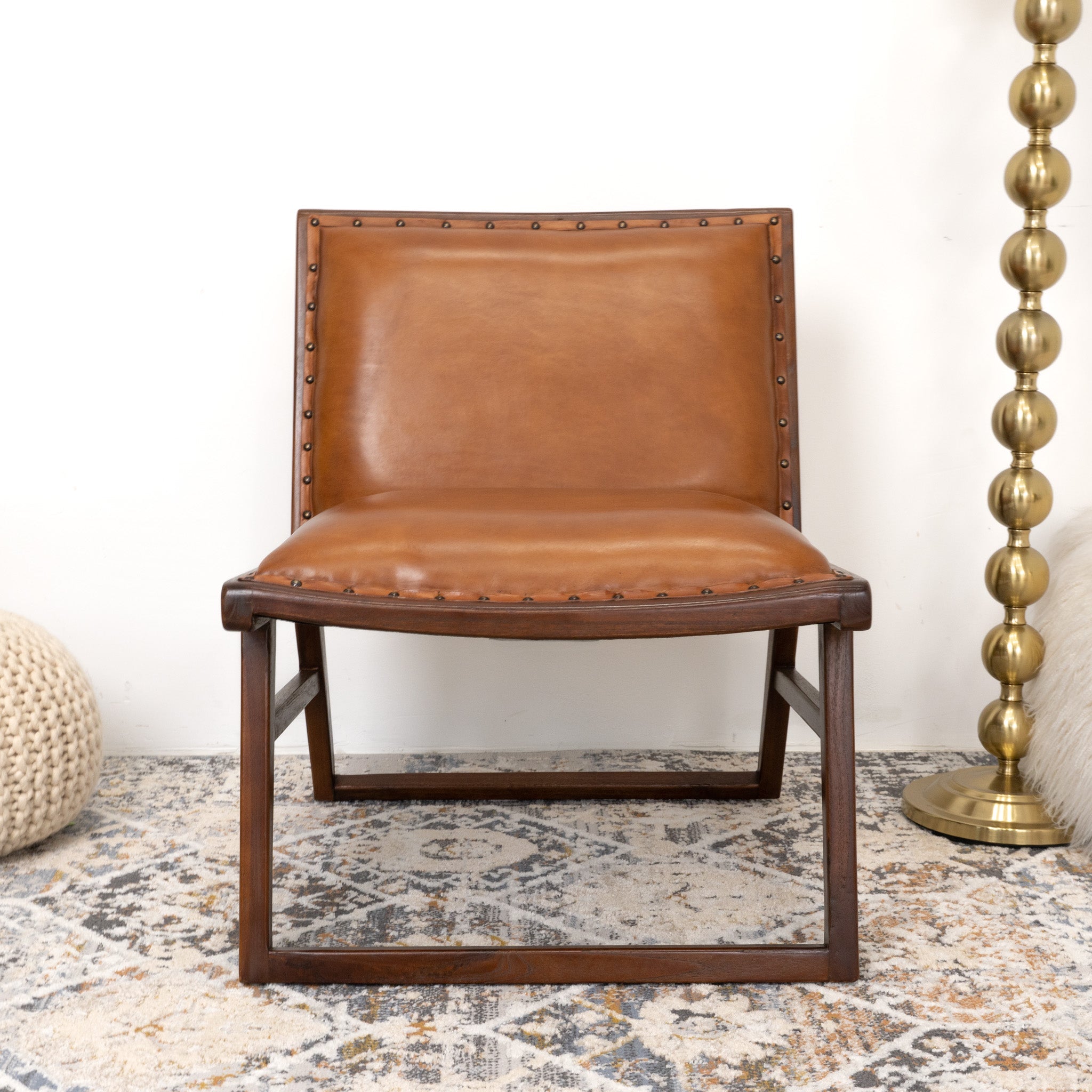 Pohan Leather Lounge Chair Tan