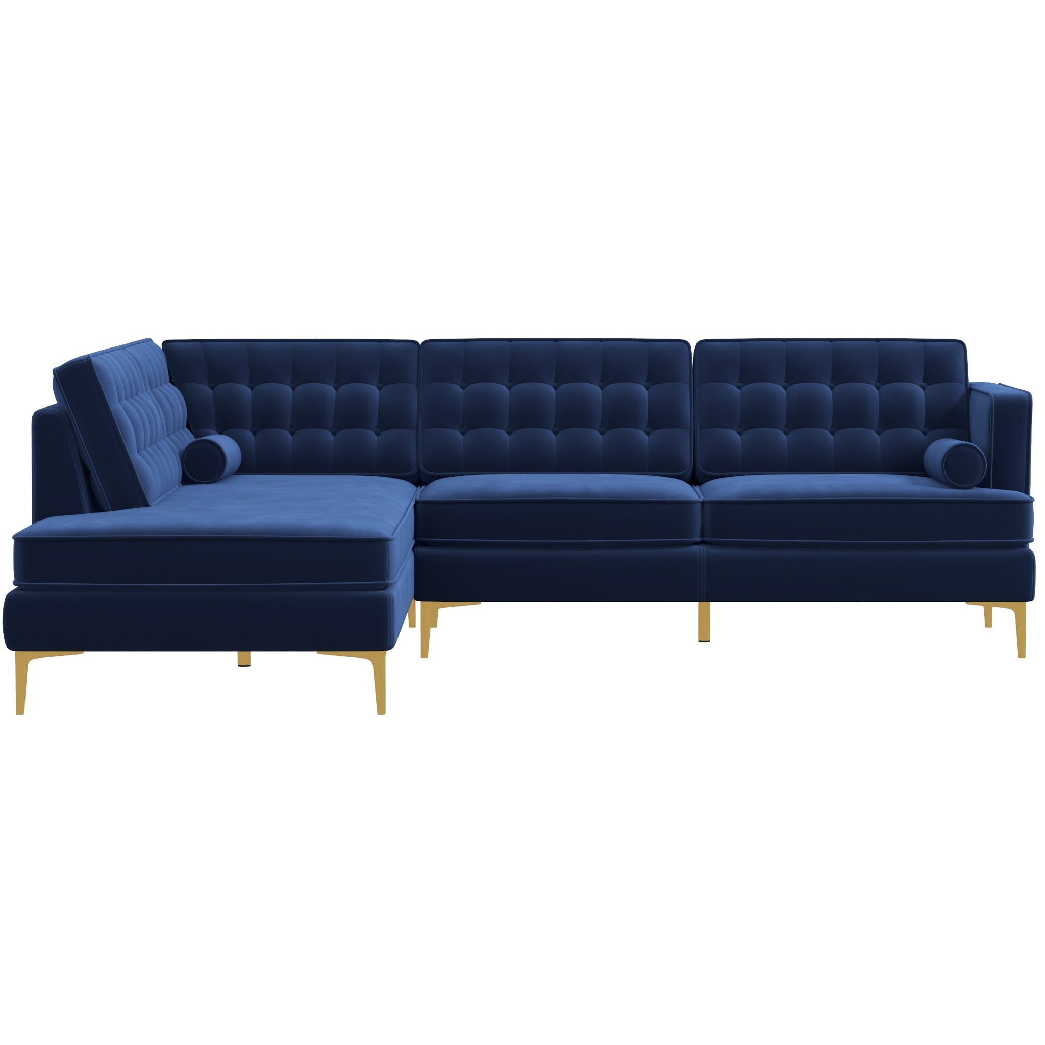 Caleb Sectional Sofa Blue Velvet Left Chaise