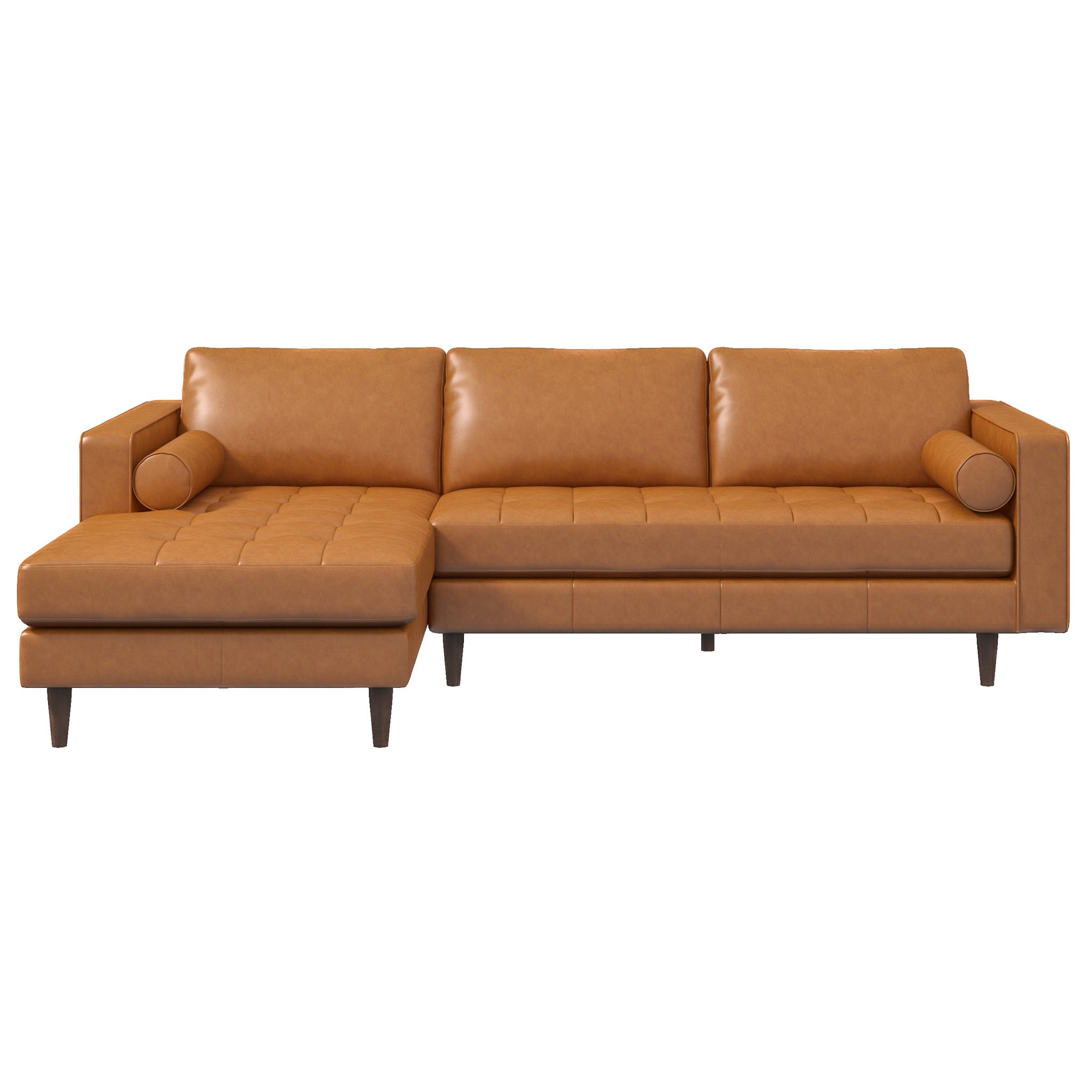 Daphne Leather L Shape Corner Sofa Tan Left Facing