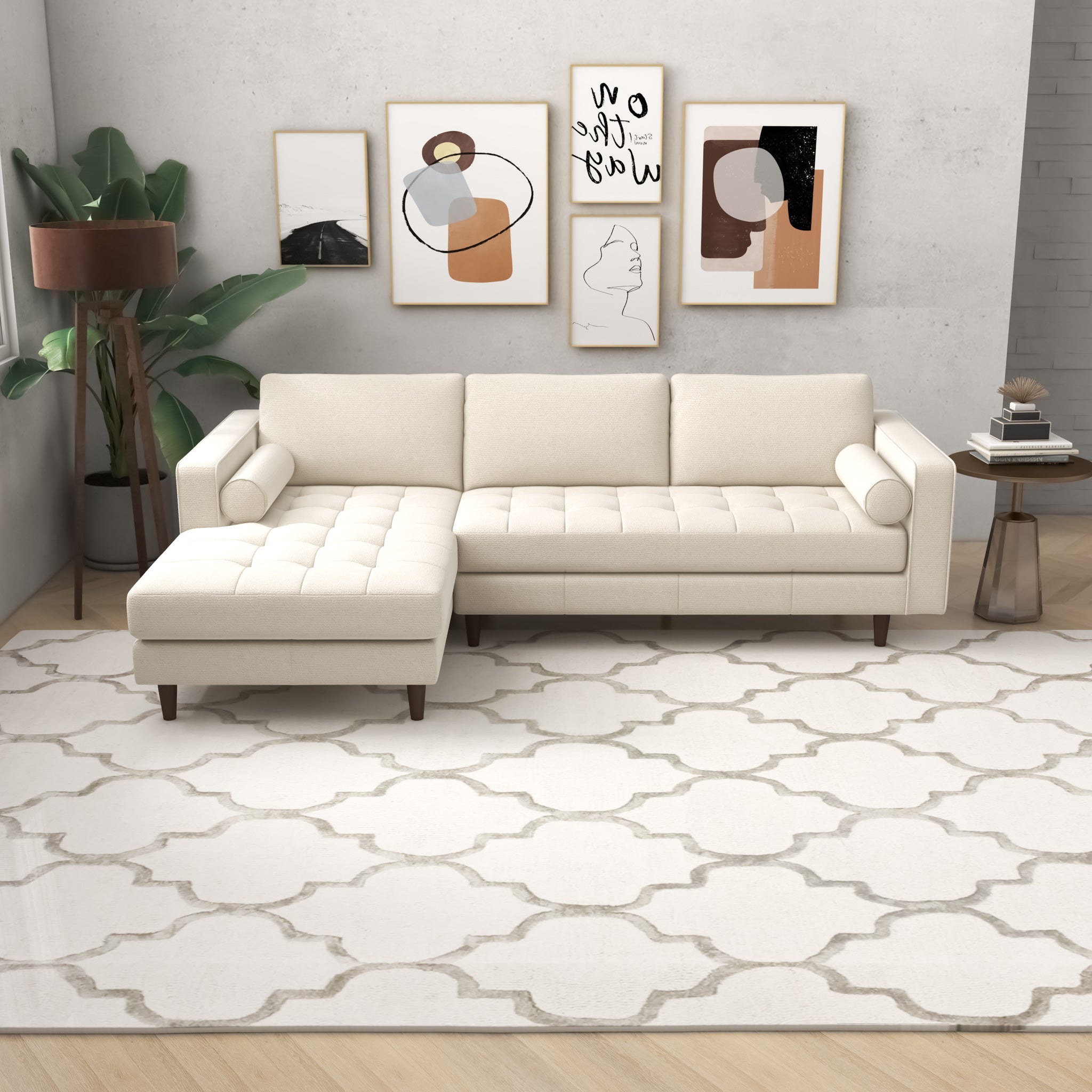 Daphne Cream Boucle L Shape Sectional Sofa Left Facing