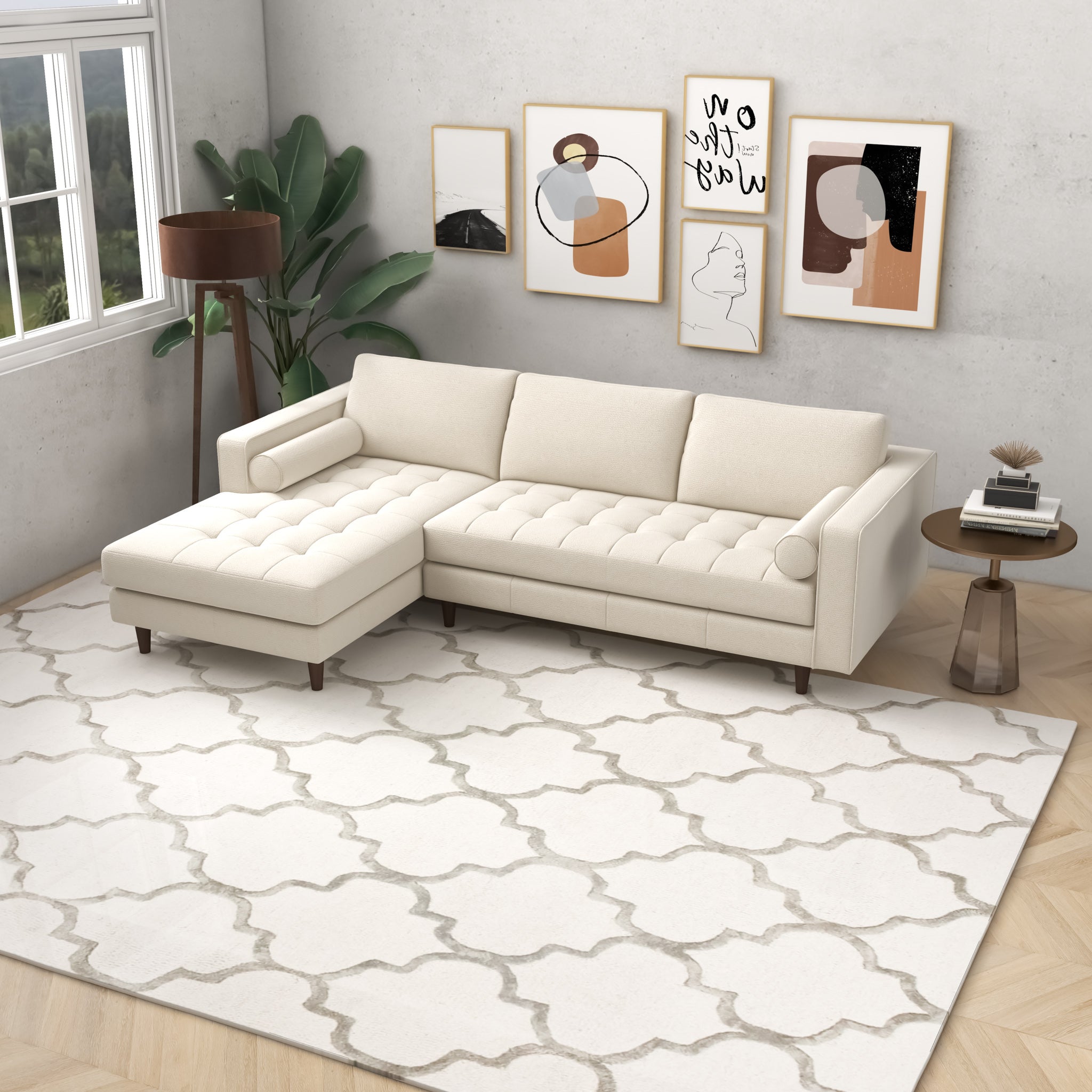 Daphne Cream Boucle L Shape Sectional Sofa Left Facing