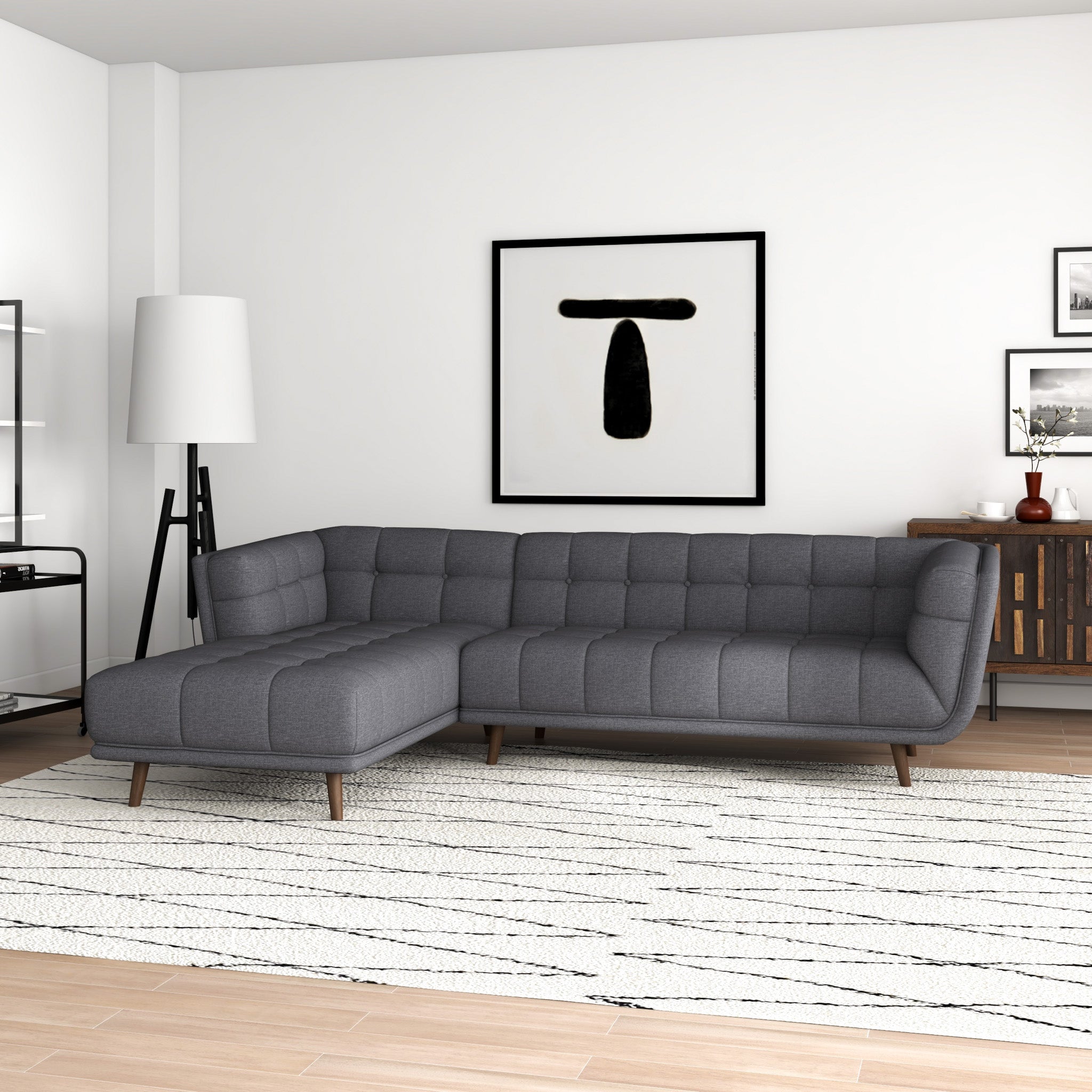 Kano Sectional Sofa Dark Gray Left Facing Chaise