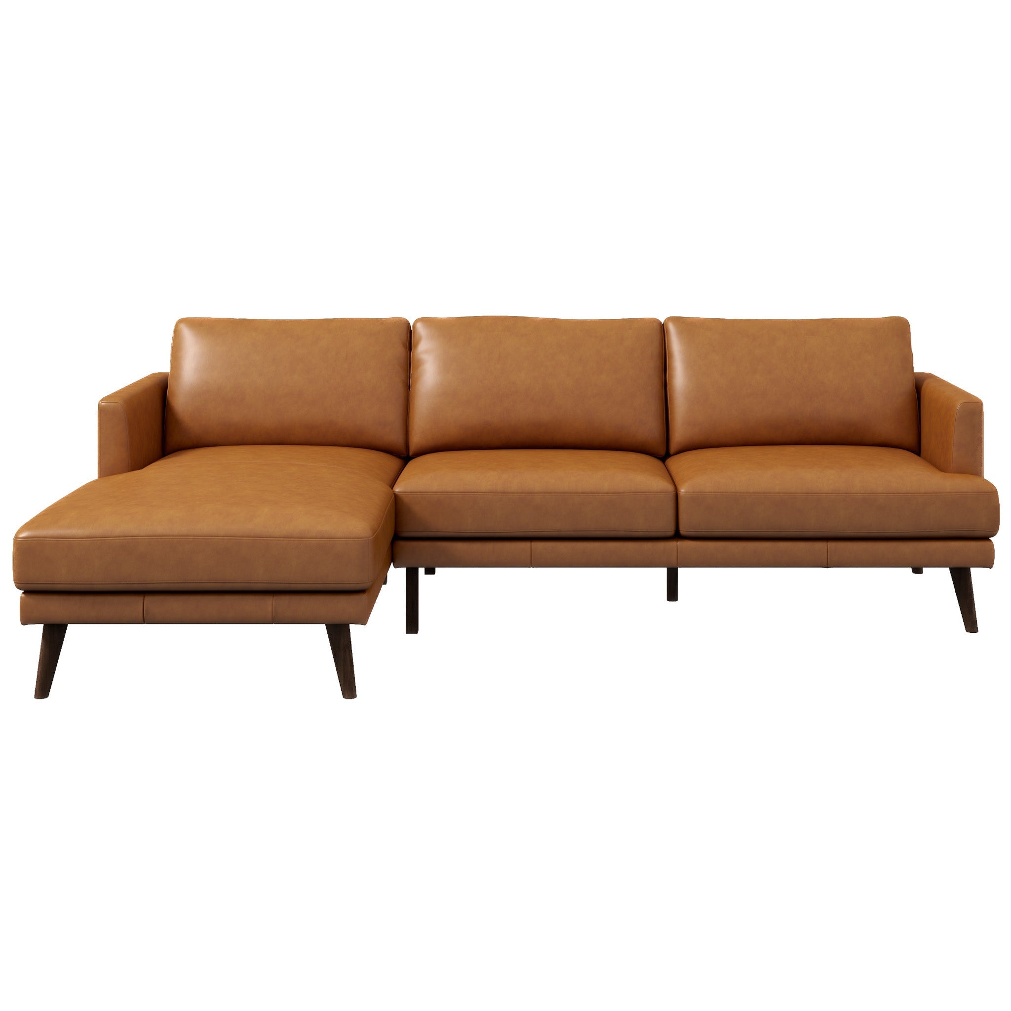 Lorena L Shape Corner Sofa Tan Leather Left Facing