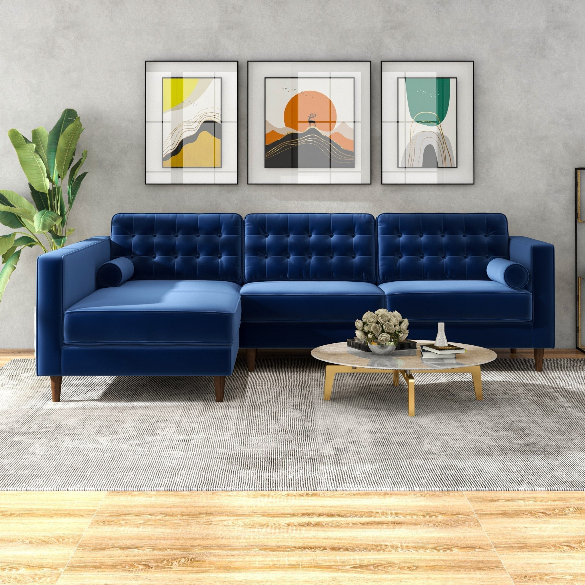 Olson Sectional Sofa Midnight Blue Left Chaise