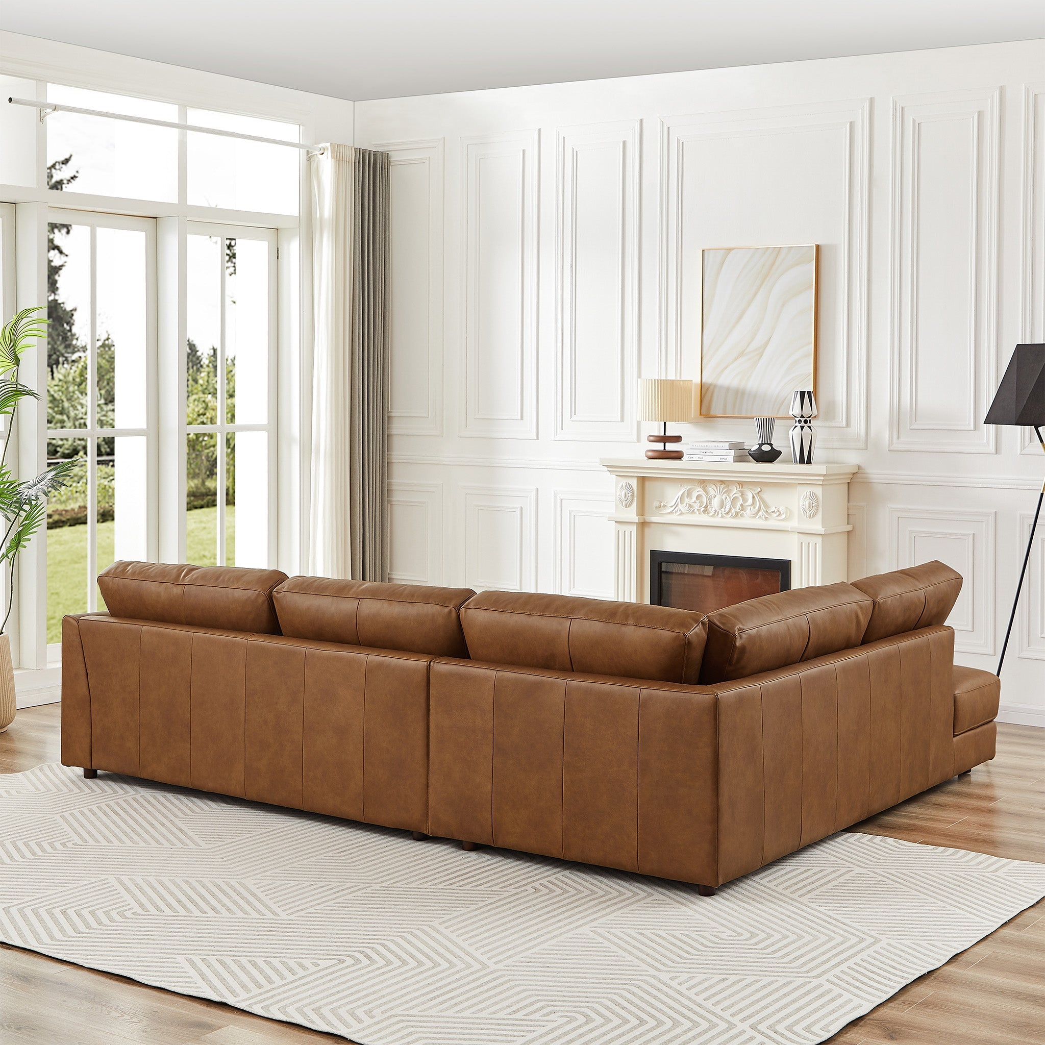 Glendale Sectional Left Cognac Leather