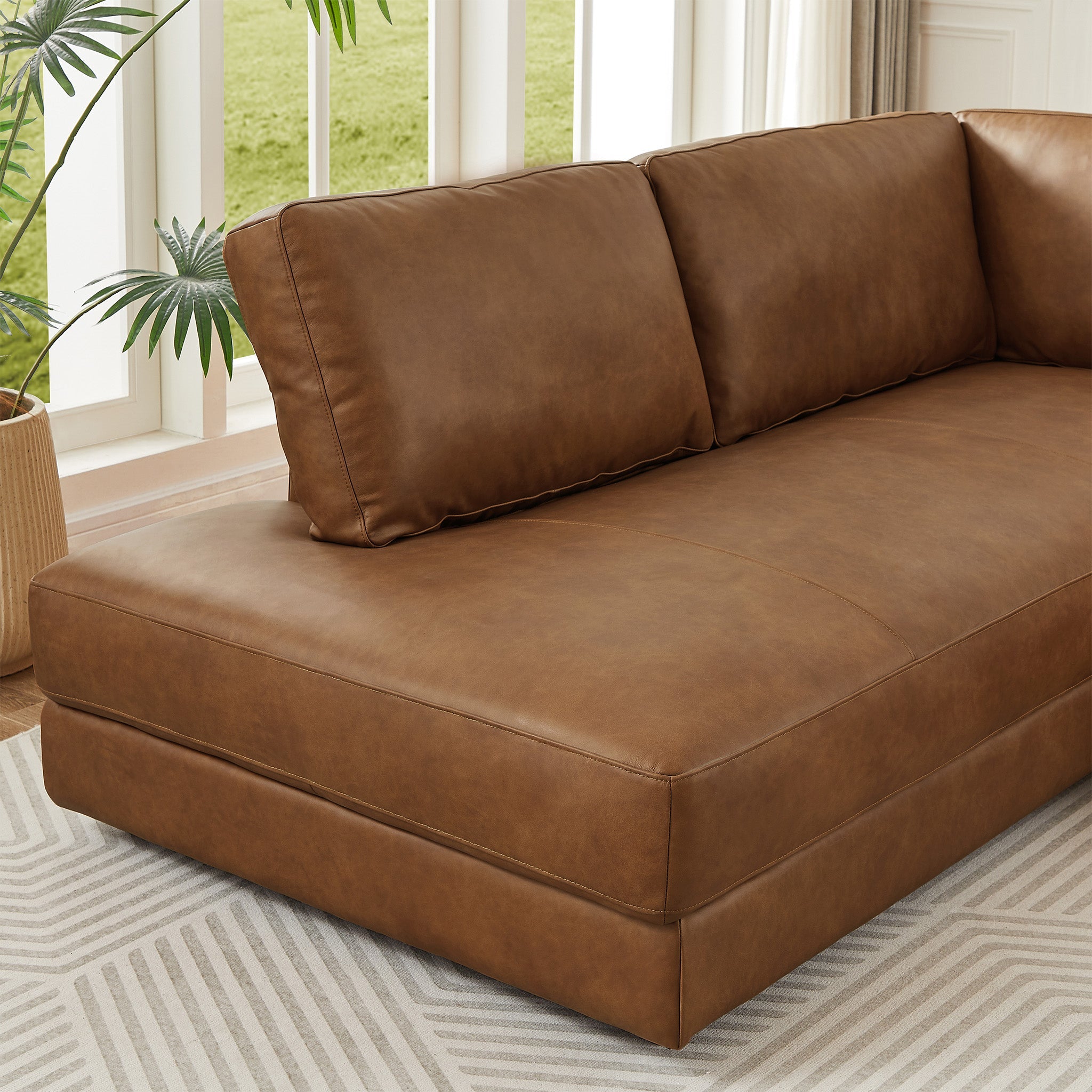 Glendale Sectional Left Cognac Leather