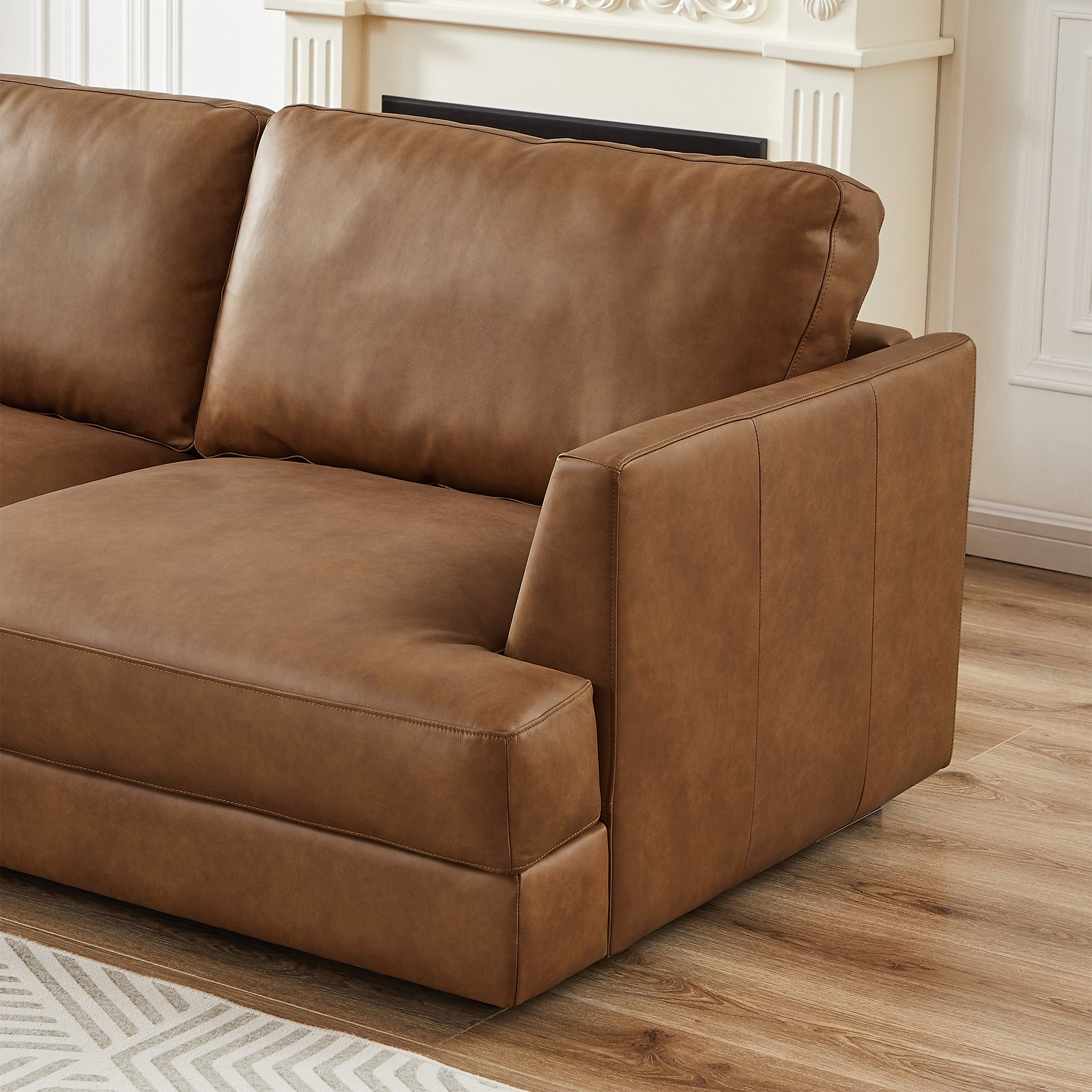 Glendale Sectional Left Cognac Leather