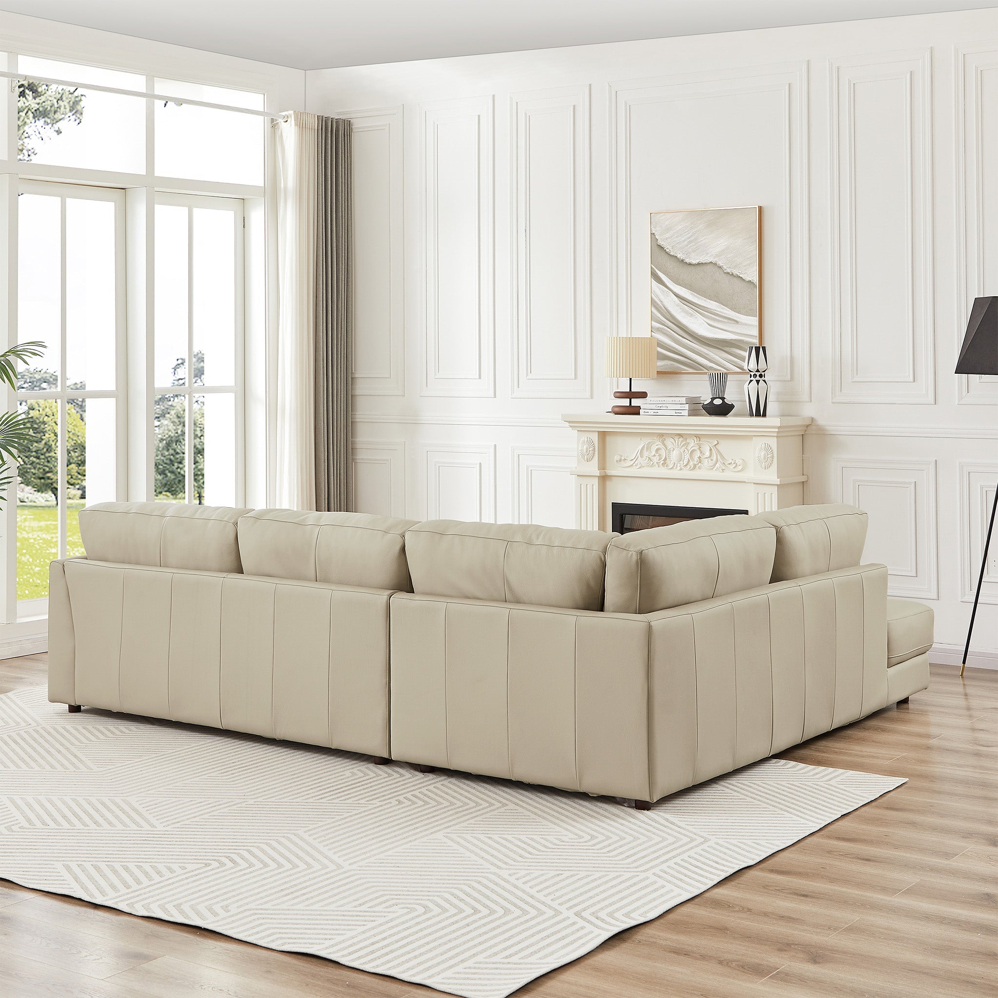 Glendale Sectional Left Cream Leather