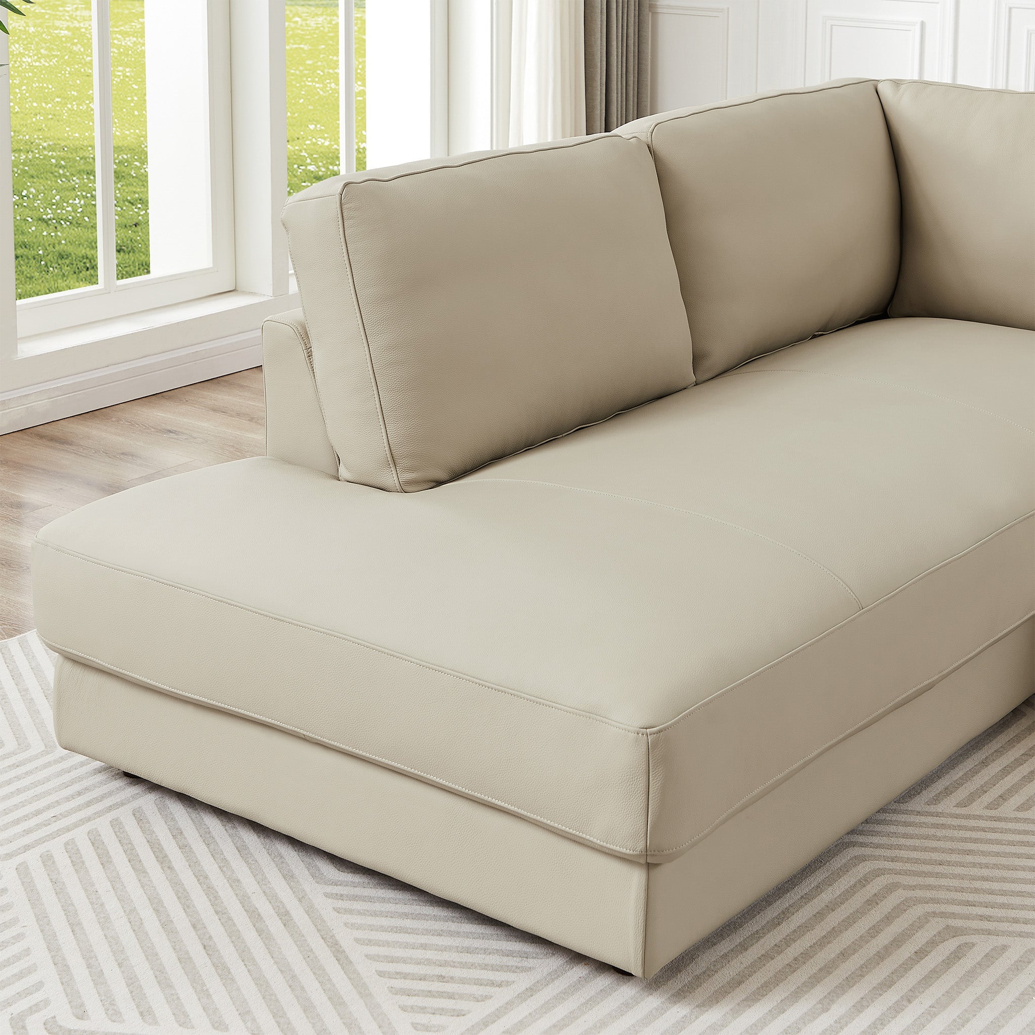 Glendale Sectional Left Cream Leather