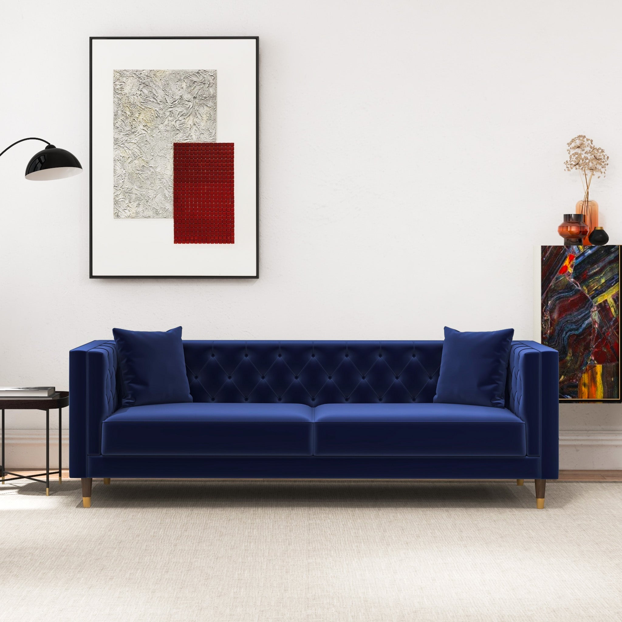 Lewis Dark Blue Velvet Sofa