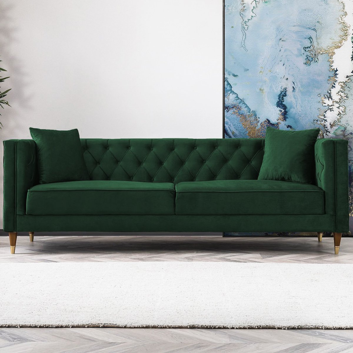 Lewis Sofa Green Velvet