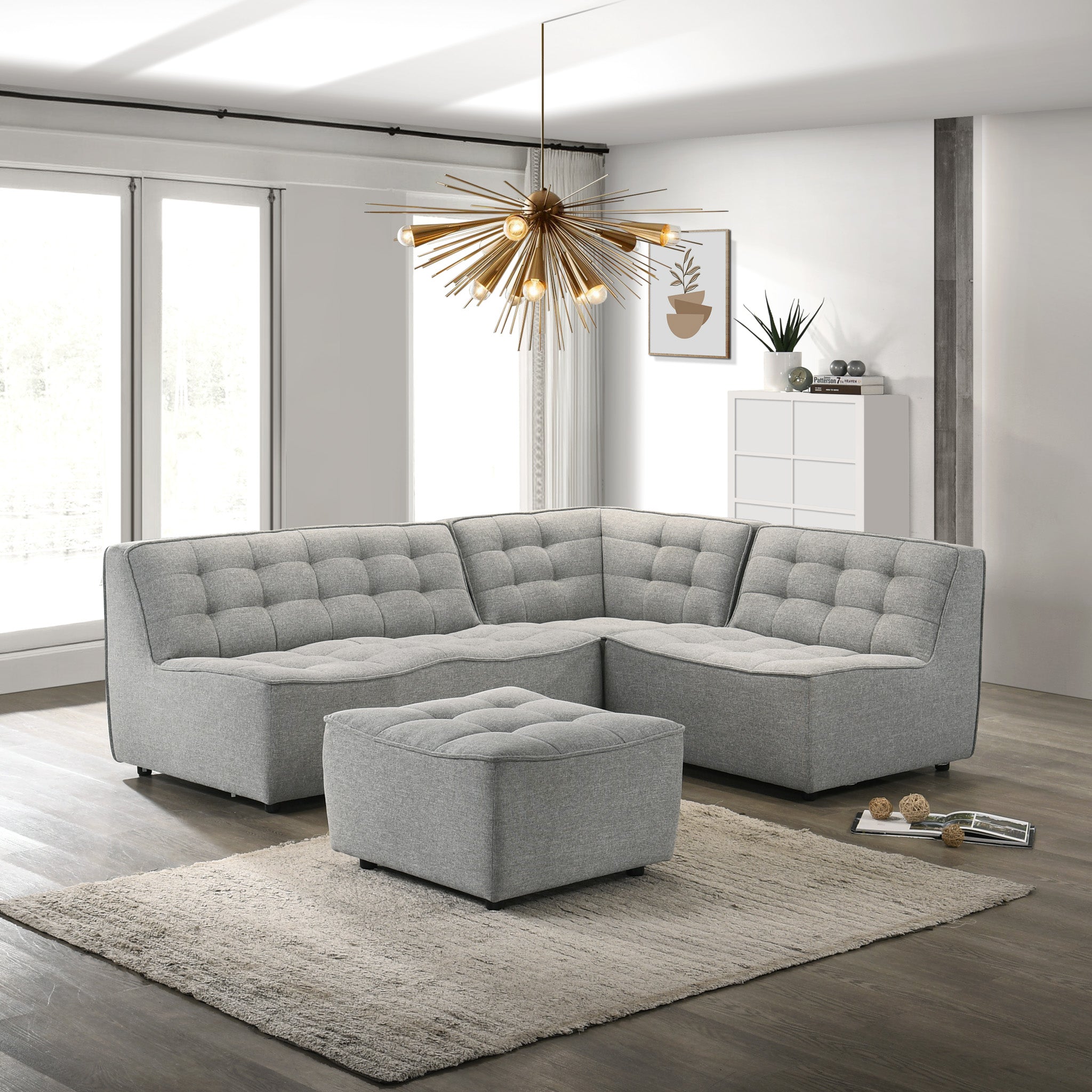 Linden Modular Corner Sofa Light Gray Linen