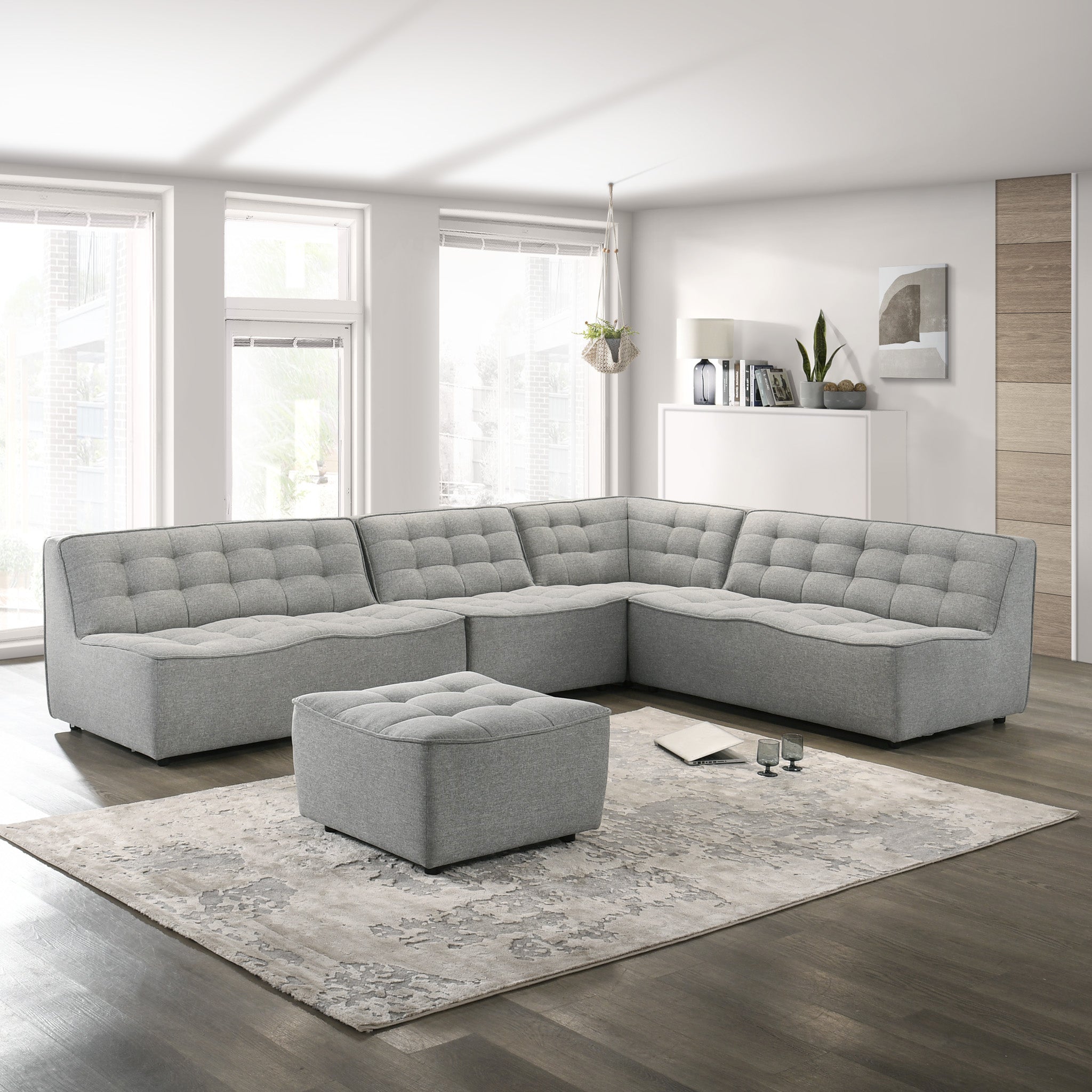 Linden Modular Corner Sofa Light Gray Linen