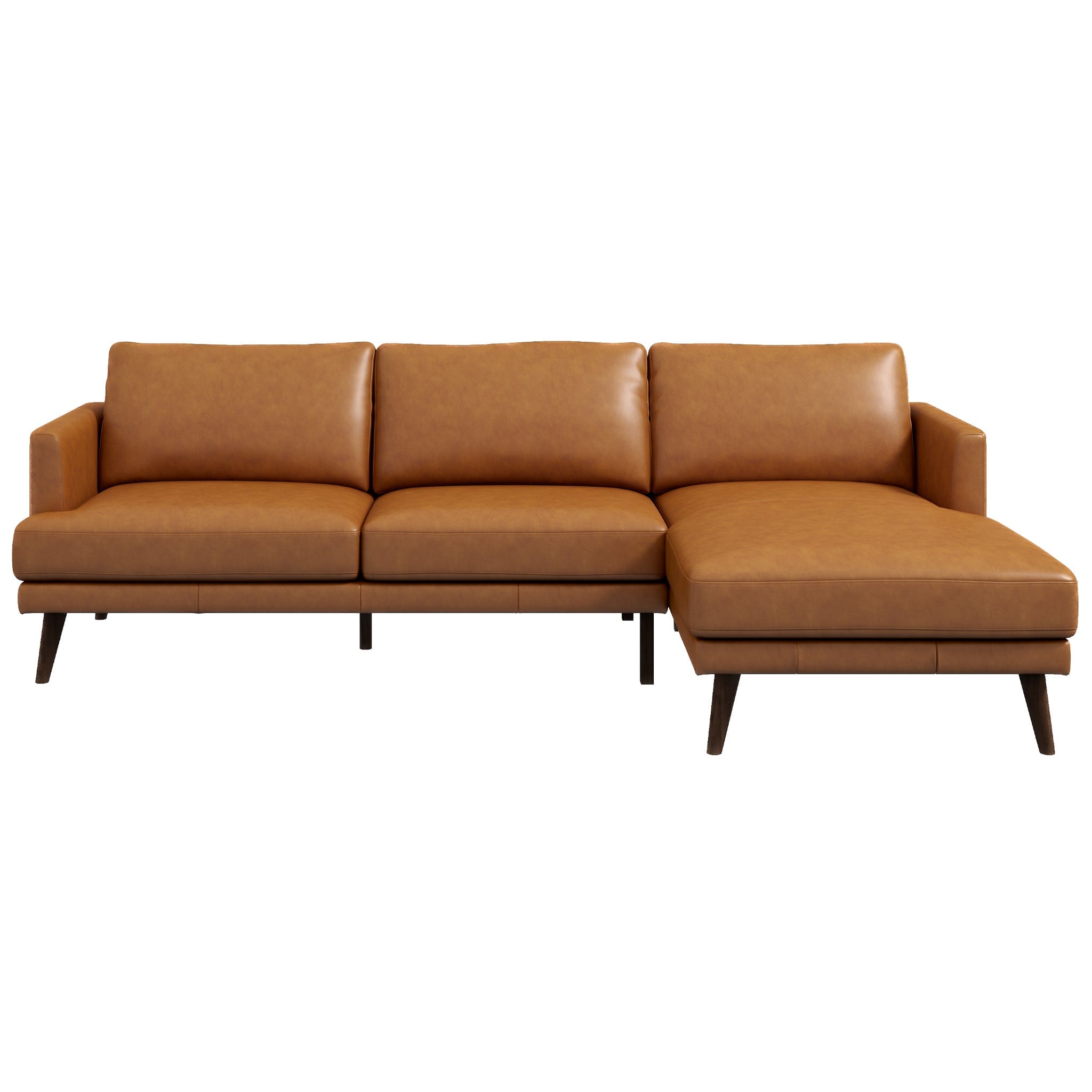 Lorena Sectional Sofa Tan Leather Right Facing Chaise