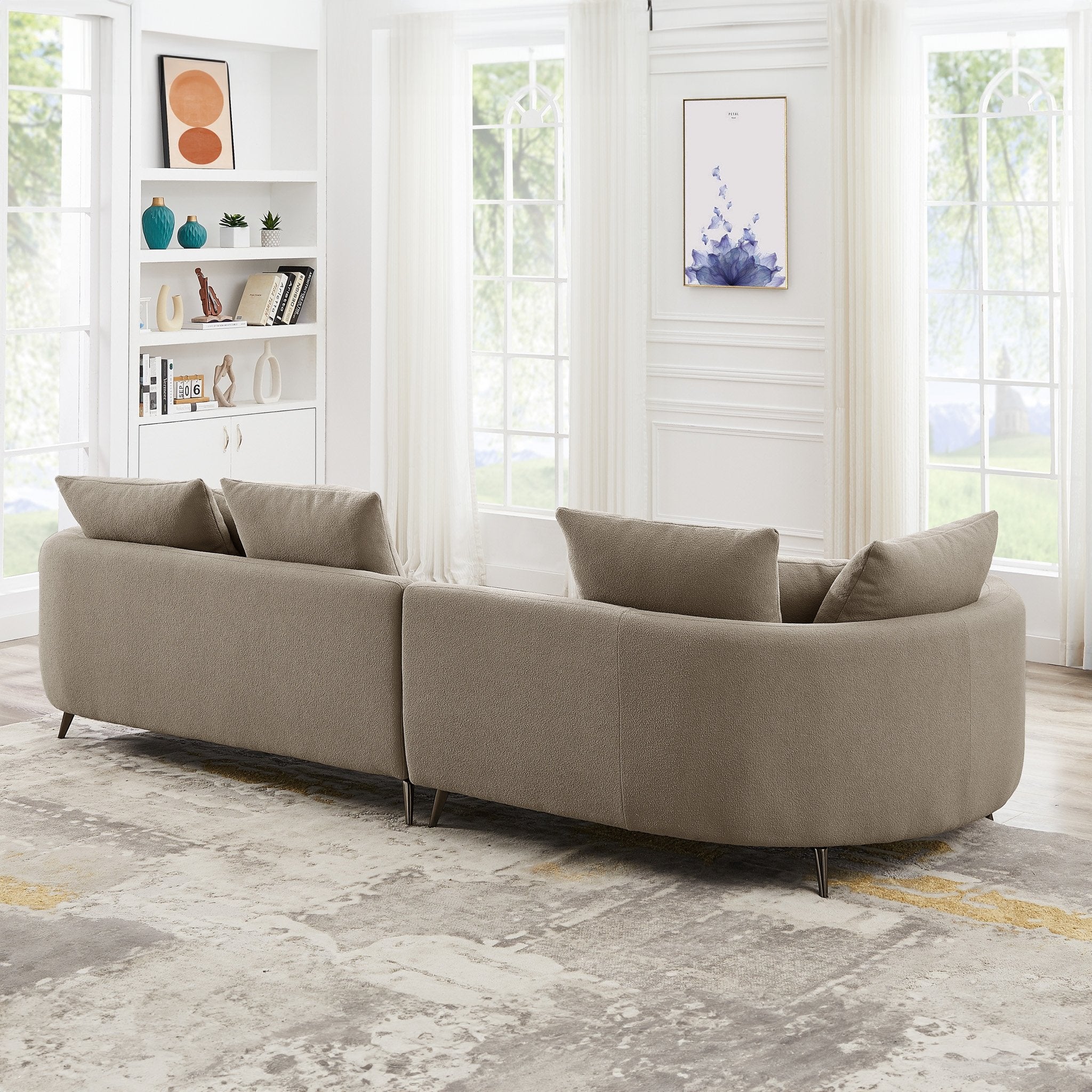 Lusia Boucle Sectional Sofa Mocha Left