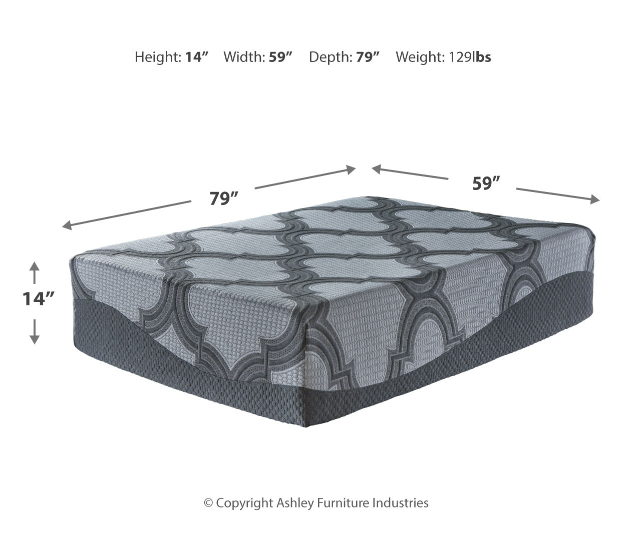 14 Inch Ashley Hybrid Mattress with Adjustable Base