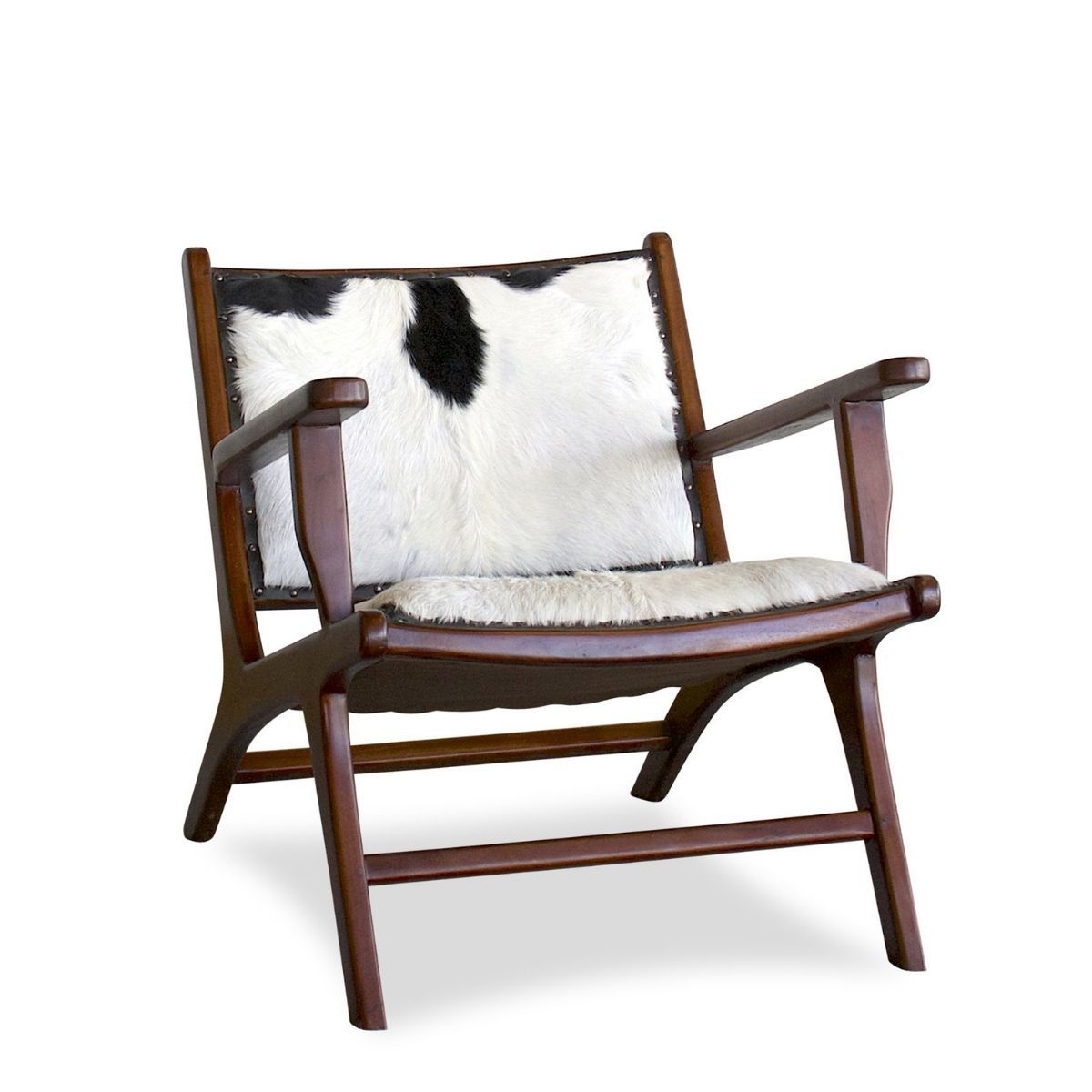 Makasar Lounge Chair Black and White Hide