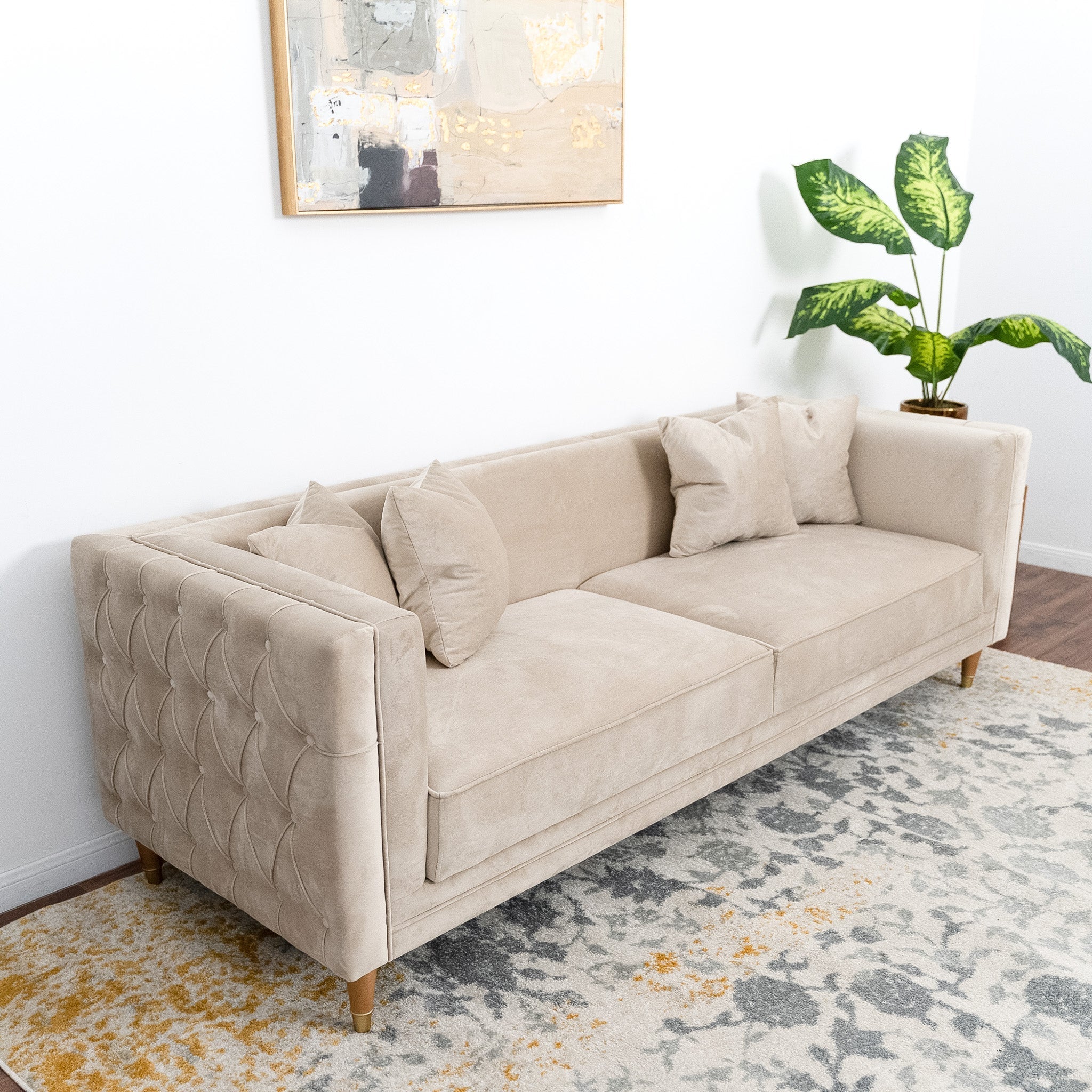 Mara Sofa Light Cream Velvet