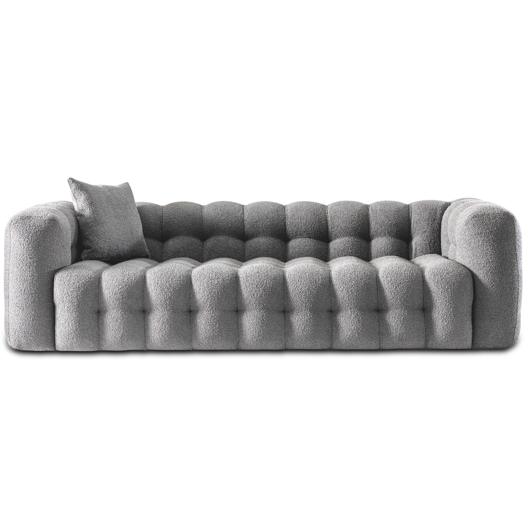 Marceille Sofa Luxury Modern Chesterfield Boucle in Light Gray