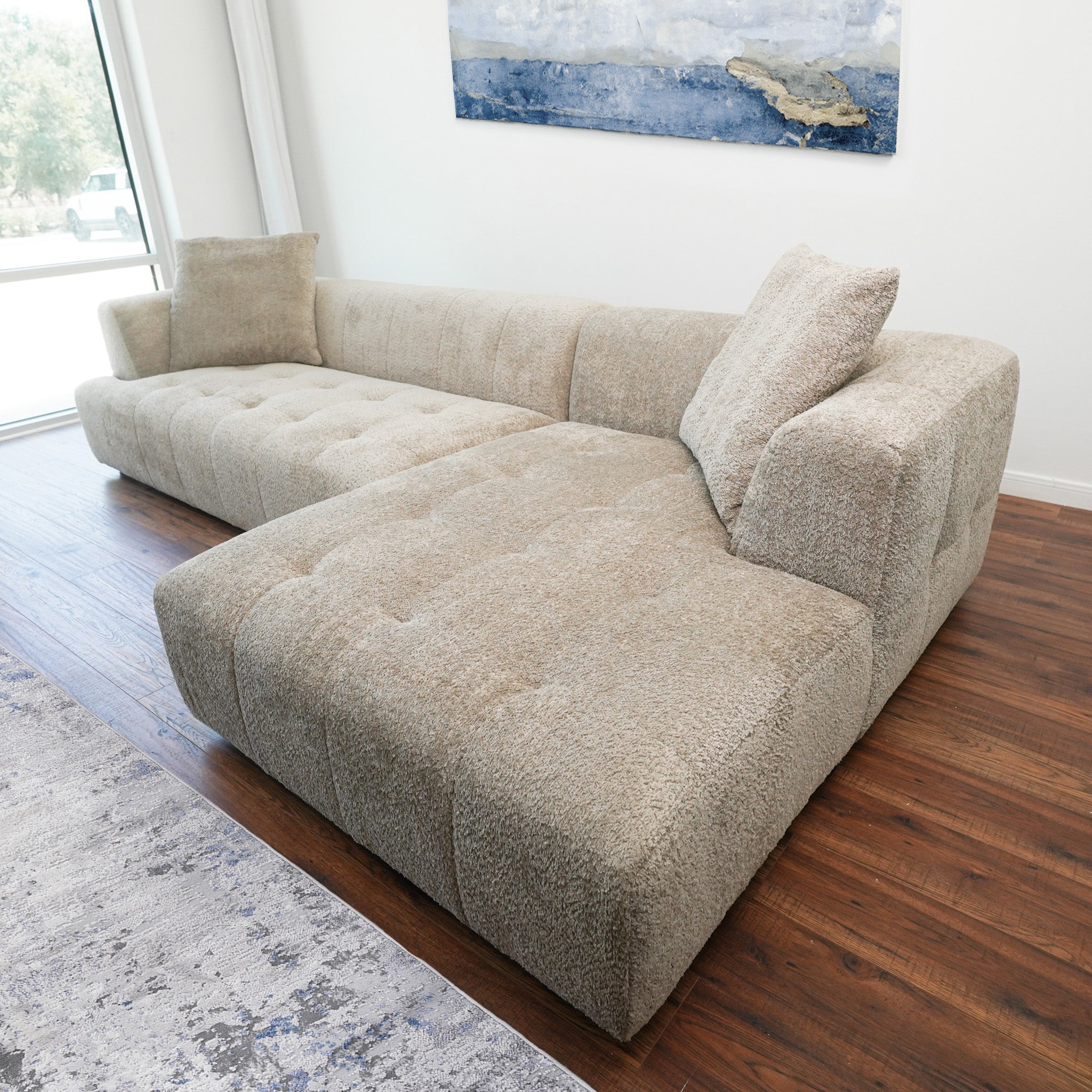 Wade Mocha Boucle L Shaped Right Sectional Sofa