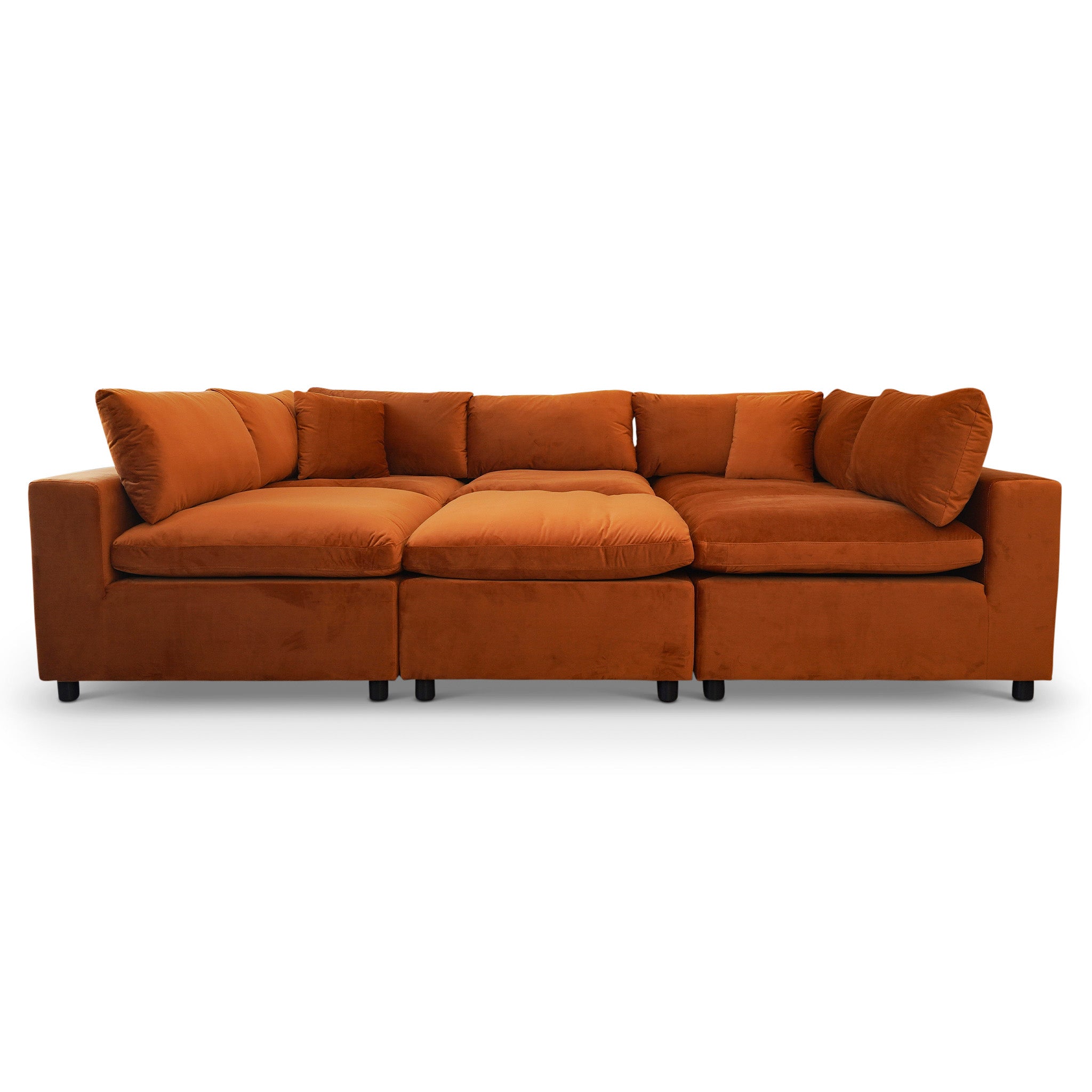 Laurel Modular Sofa Burnt Orange Velvet