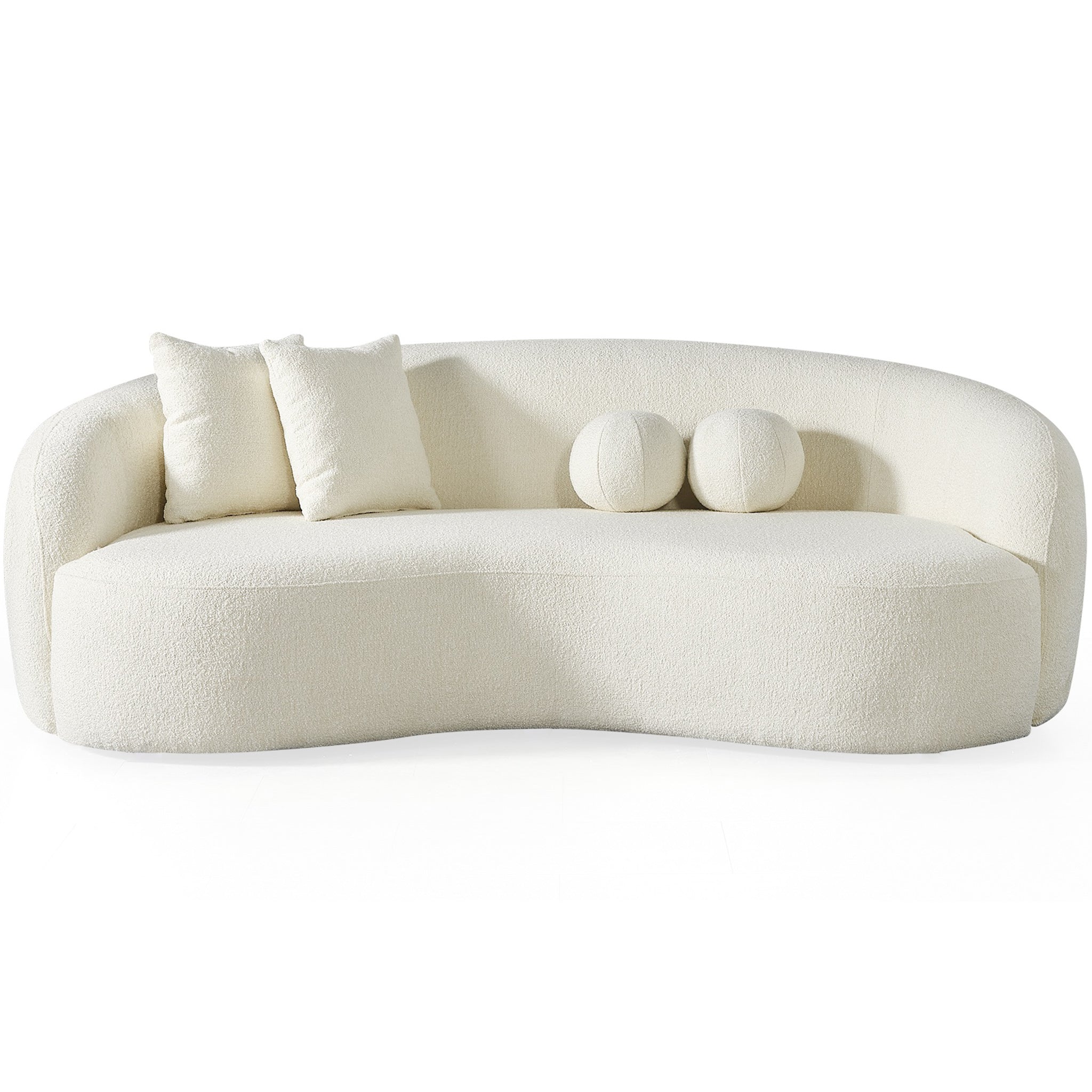 Blair Japandi White Curvy Boucle Sofa