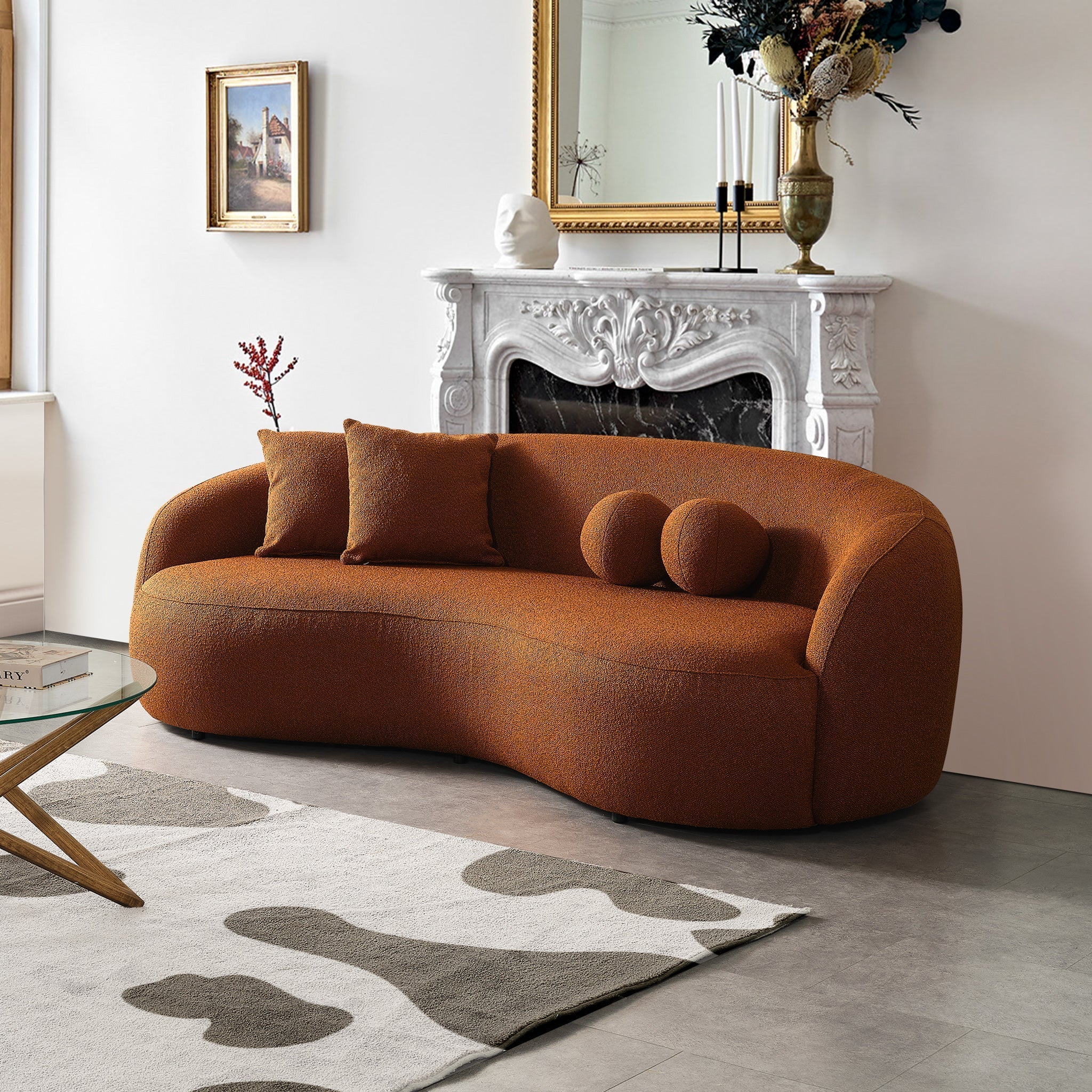 Blair Orange Boucle Japandi Sofa