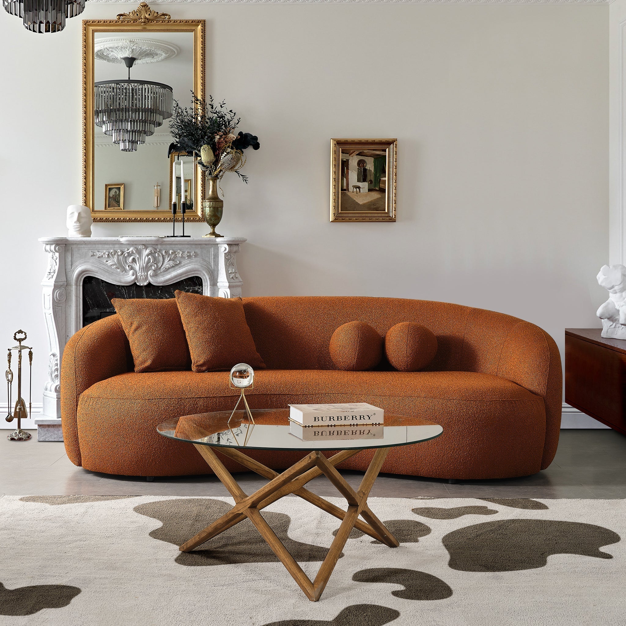 Blair Orange Boucle Japandi Sofa