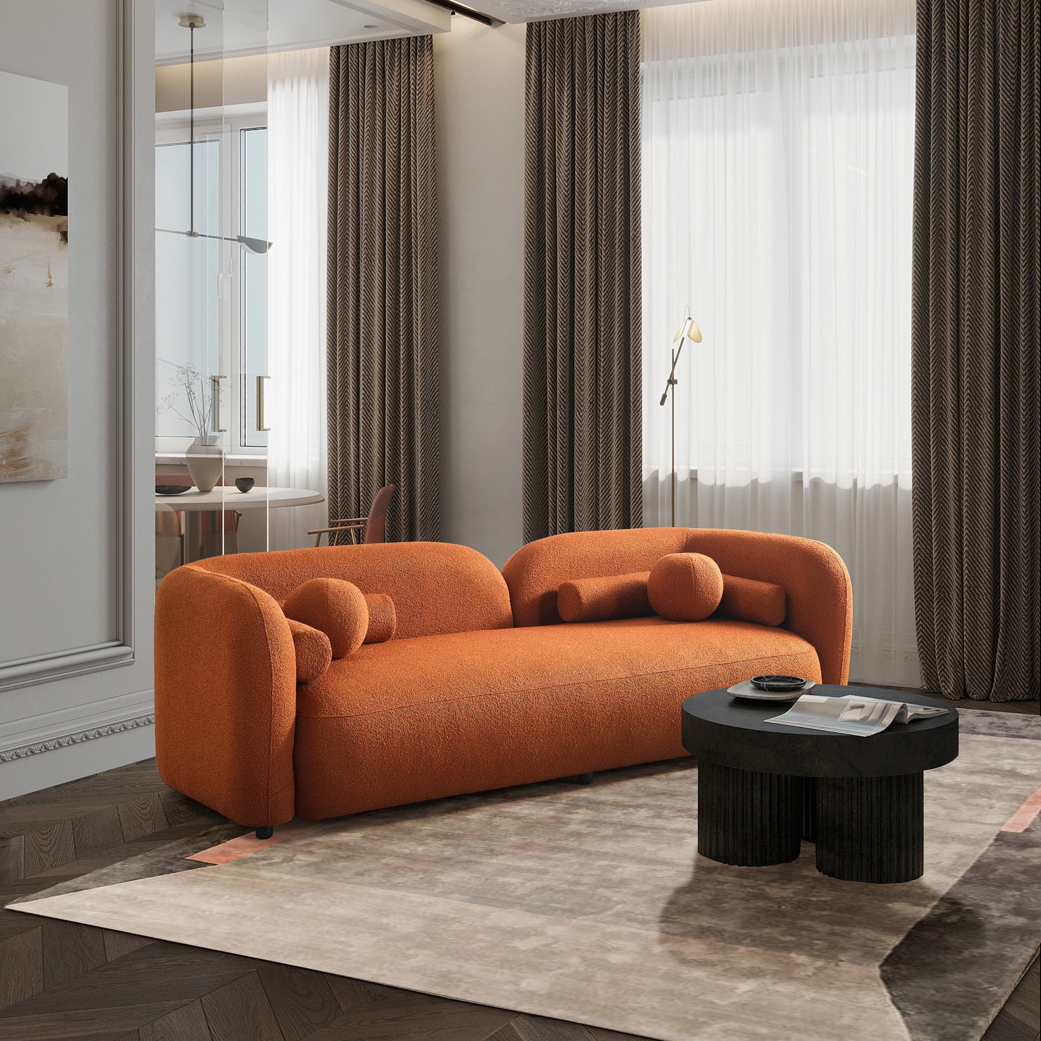 Bodrum Sofa Burnt Orange Boucle