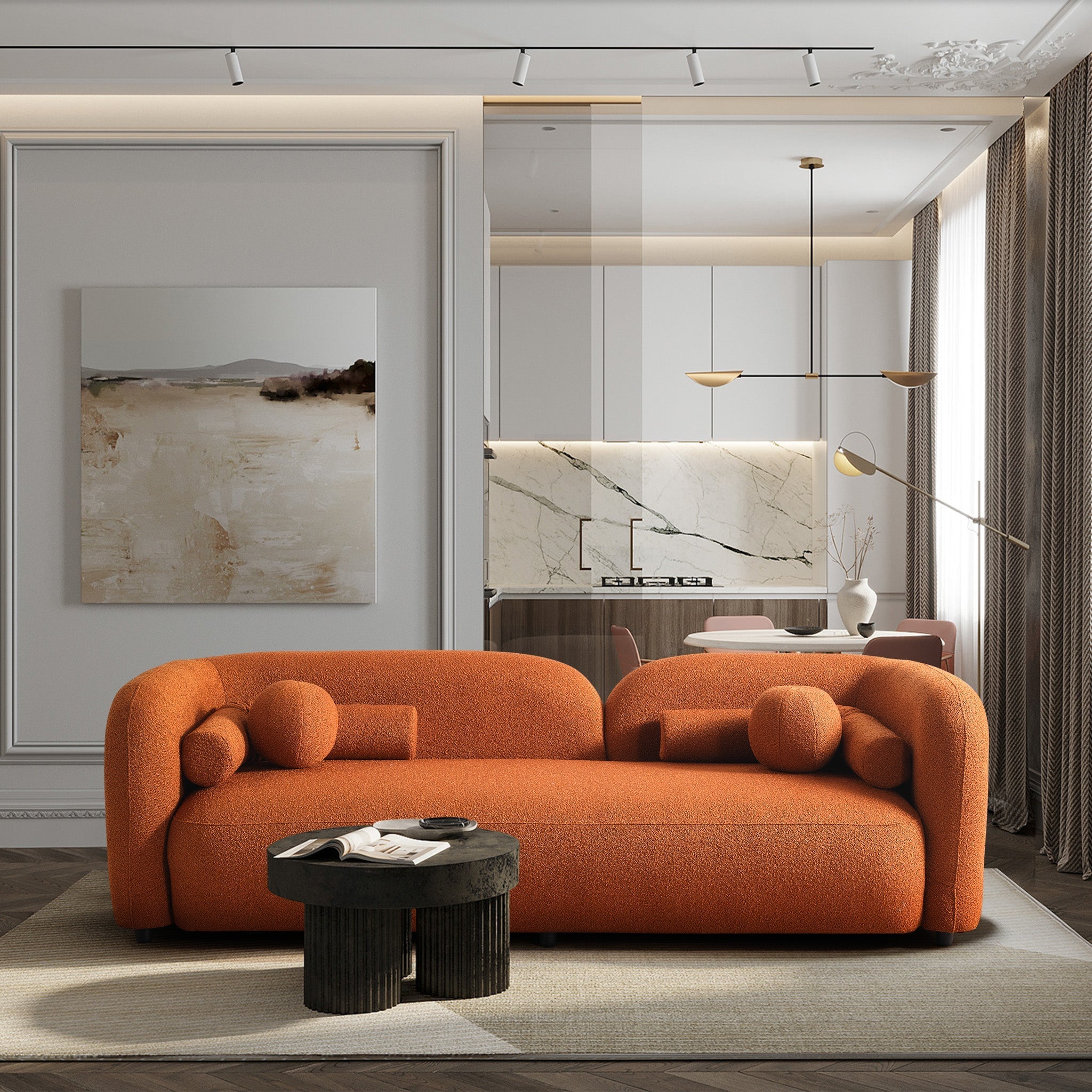 Bodrum Sofa Burnt Orange Boucle